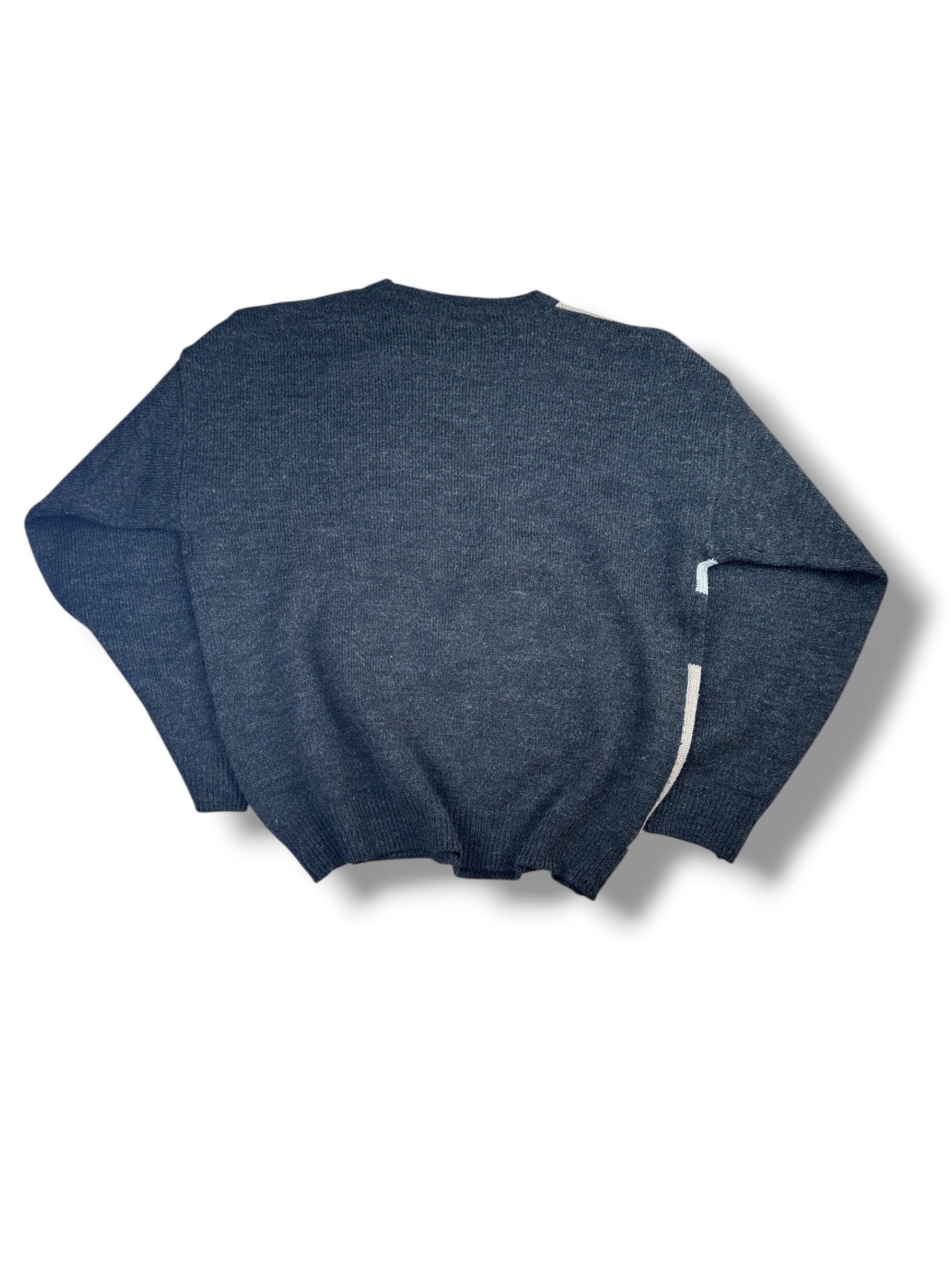 1990s Berto Lucci Creazione Strickpullover Dunkelgrau Geometrisches Muster | Vintage M