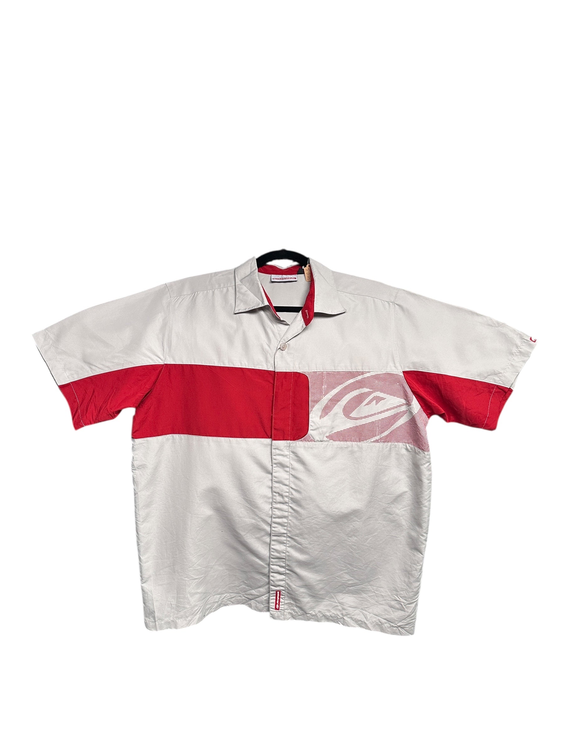 Y2K Quicksilver Surf Hemd Hellgrau rot M