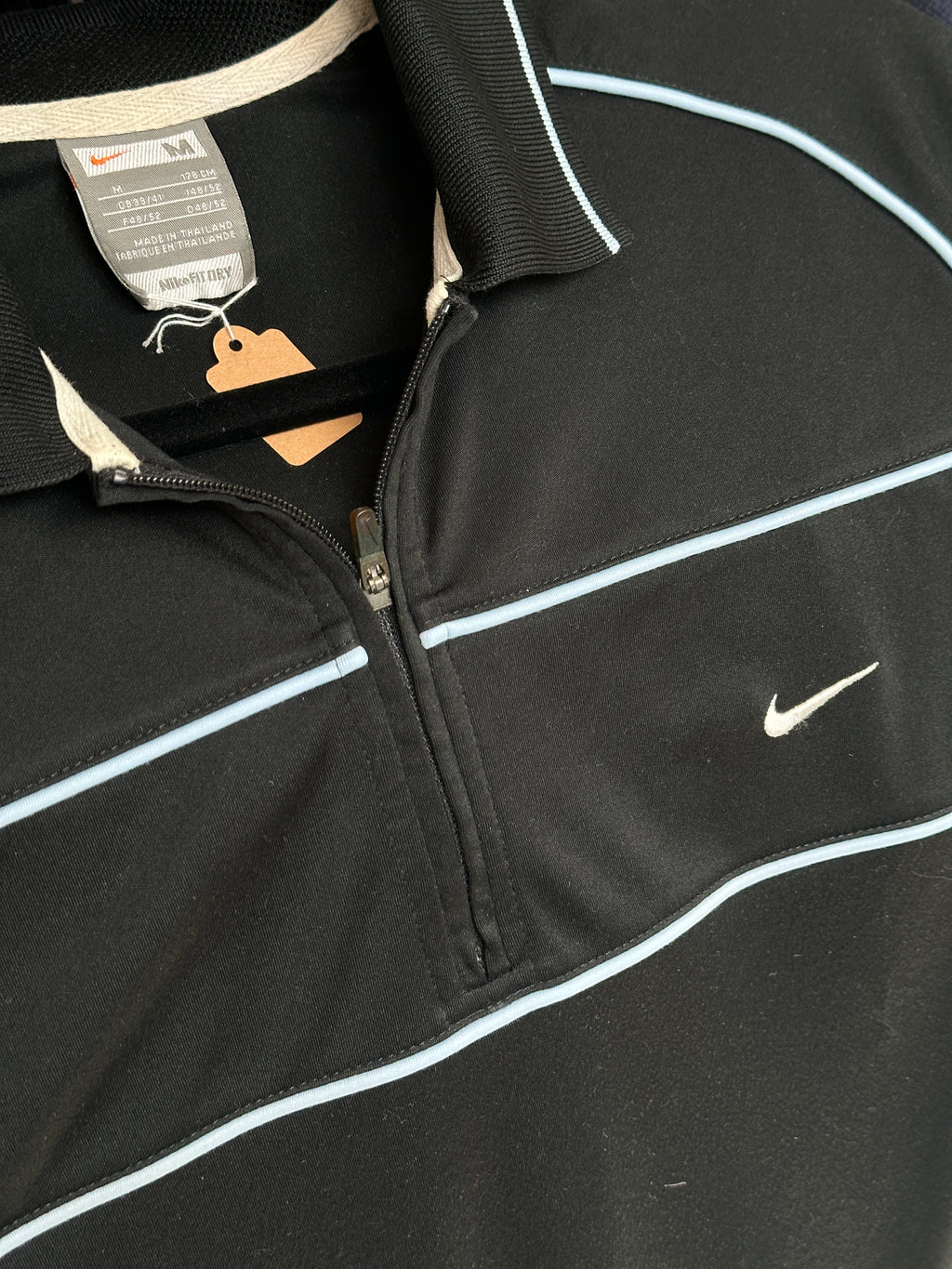 Y2K Nike 2000s Sport Zip Polo Shirt Schwarz
