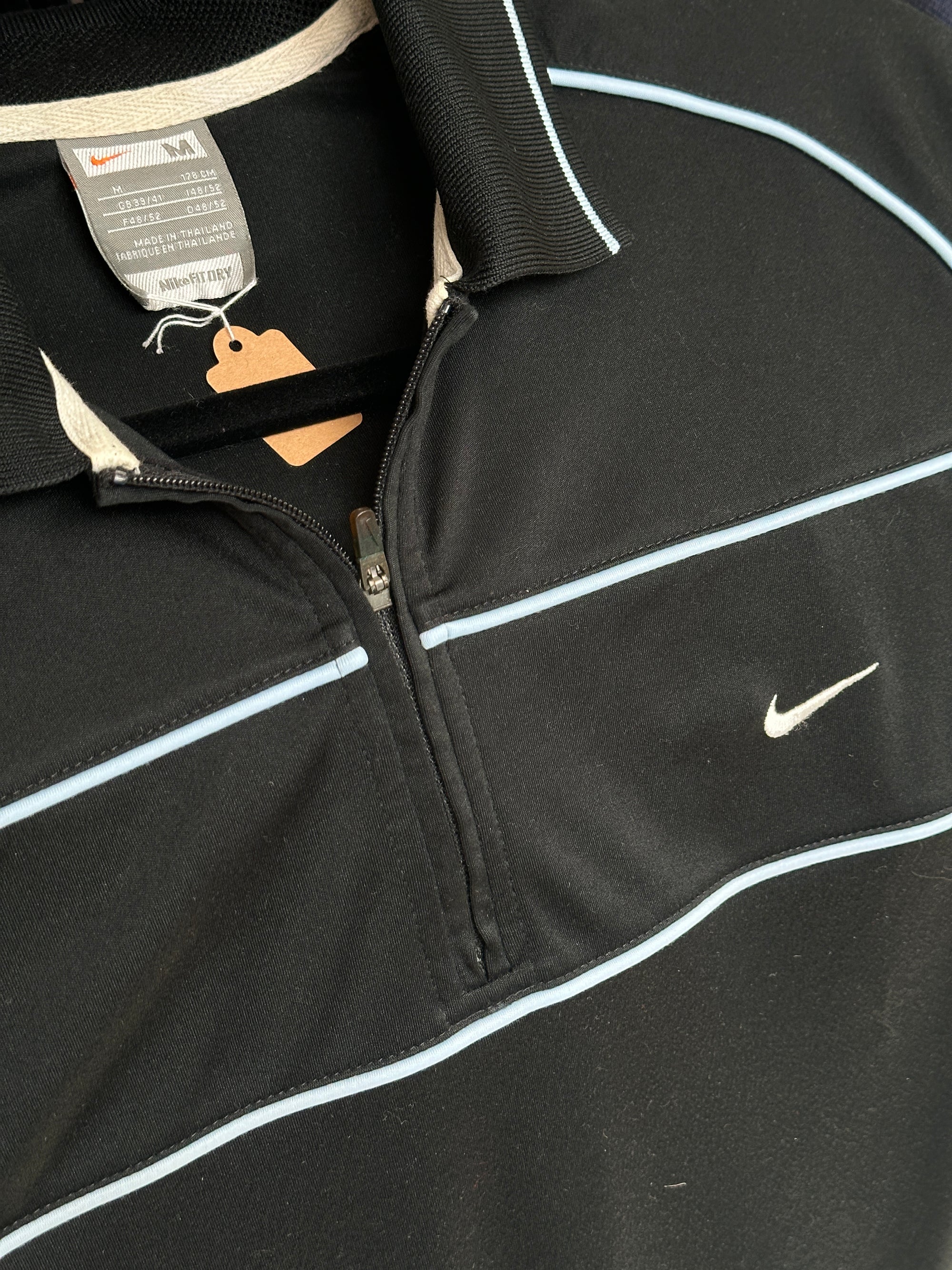 Y2K Nike 2000s Sport Zip Polo Shirt Schwarz