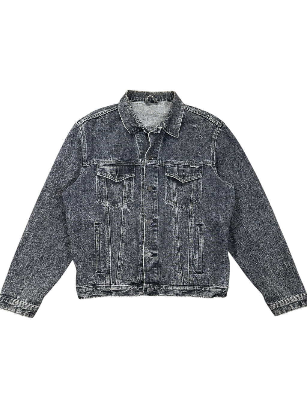 1990s Globetrotter Vintage Jeansjacke Washed Schwarz Heavy L/XL