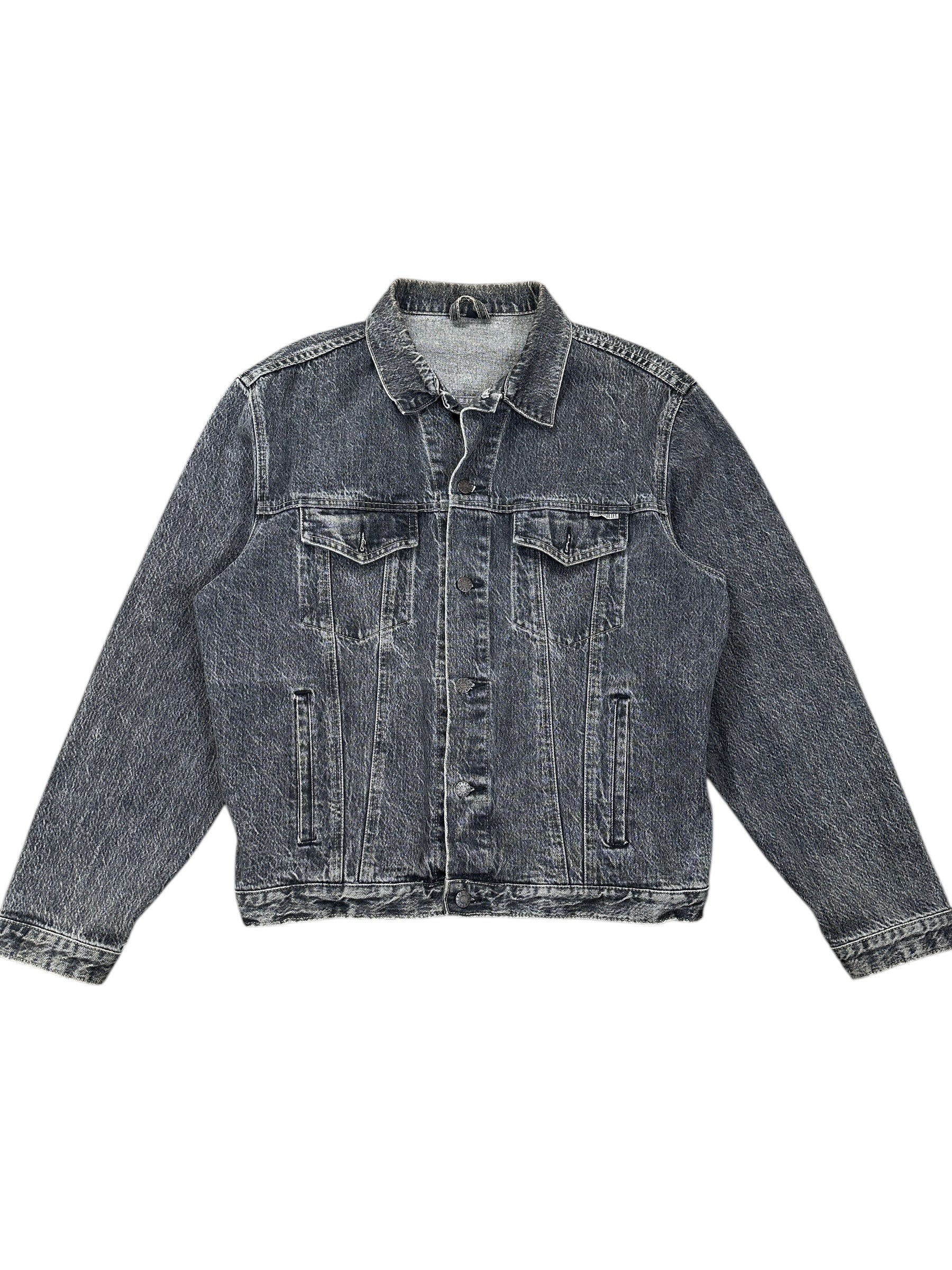 1990s Globetrotter Vintage Jeansjacke Washed Schwarz Heavy L/XL