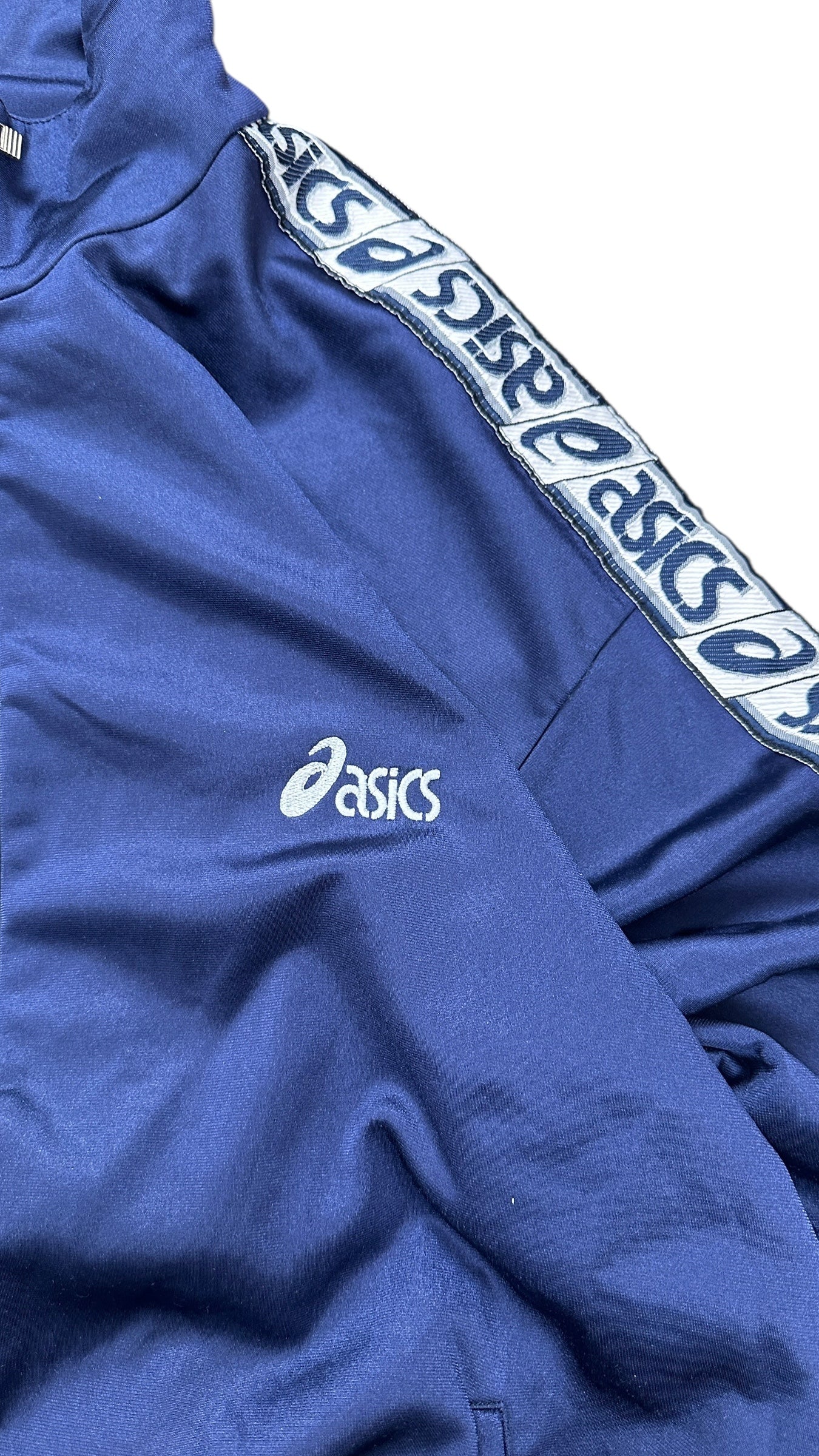 1990s Asics Trainingsjacke Dunkelblau gestickt XL