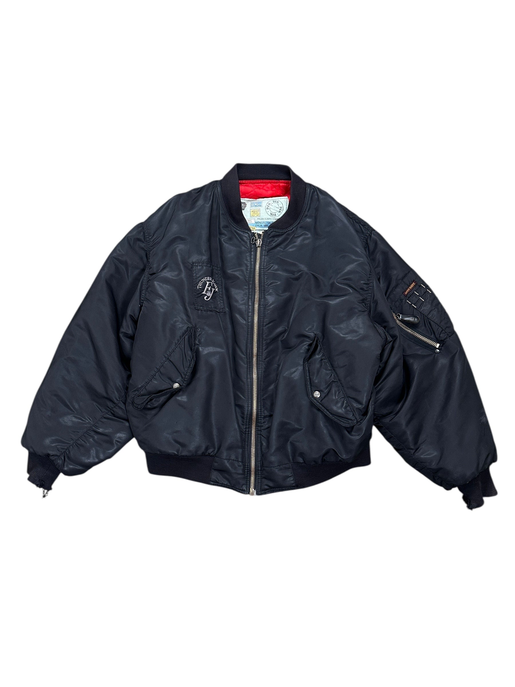 1990s Thunder Hawk „Super Dicke“ Bomberjacke Olympic Italia XL