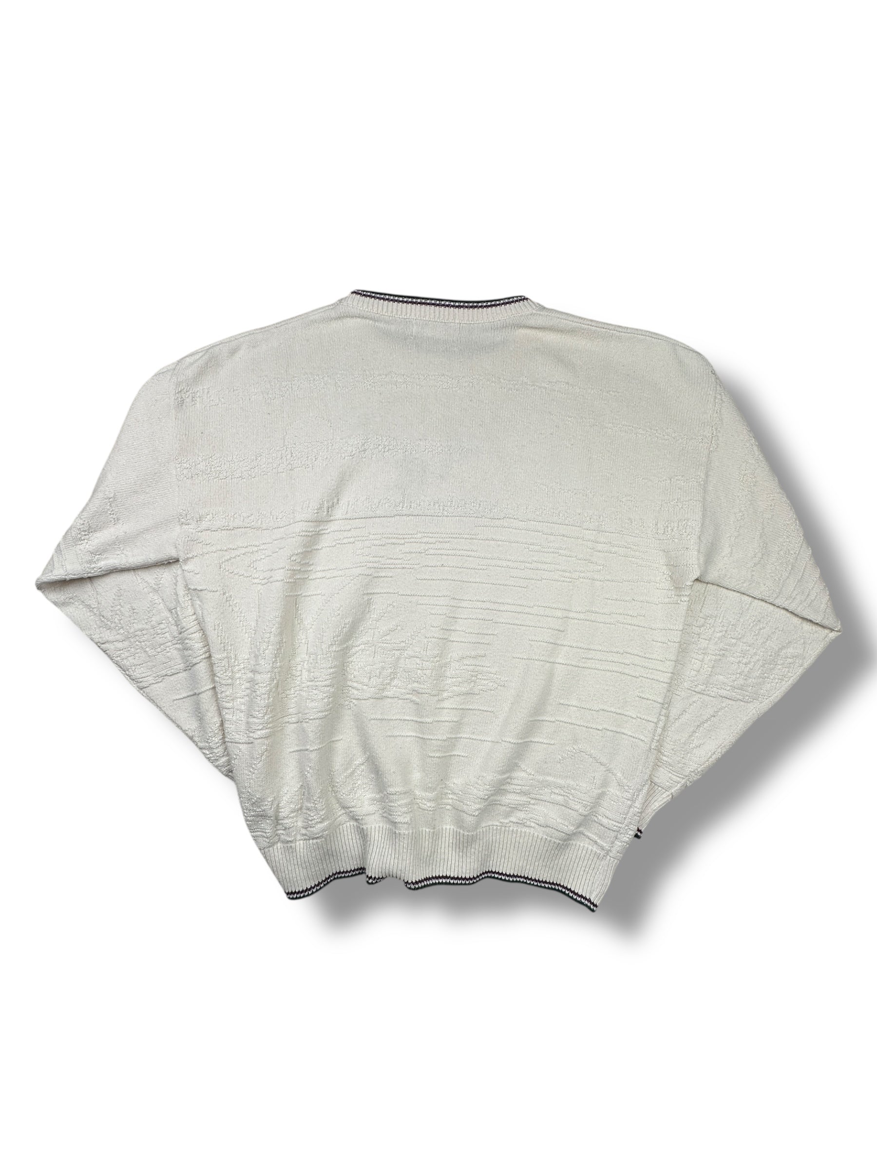 1990s Field Master Animal Print Stricksweater Ente 3D Stick | Vintage Size L