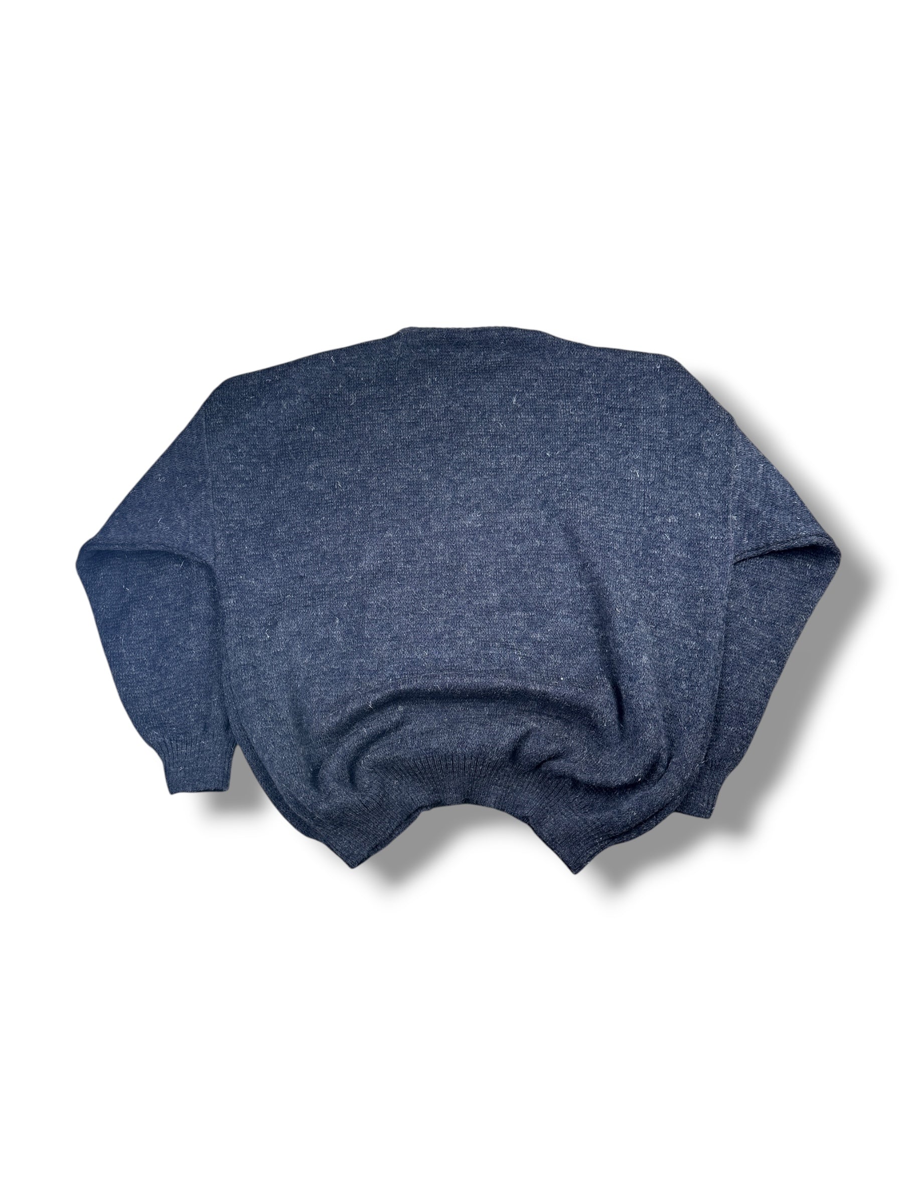1980s Stricksweater Anthrazit Geometrisches Muster | Vintage L–XL