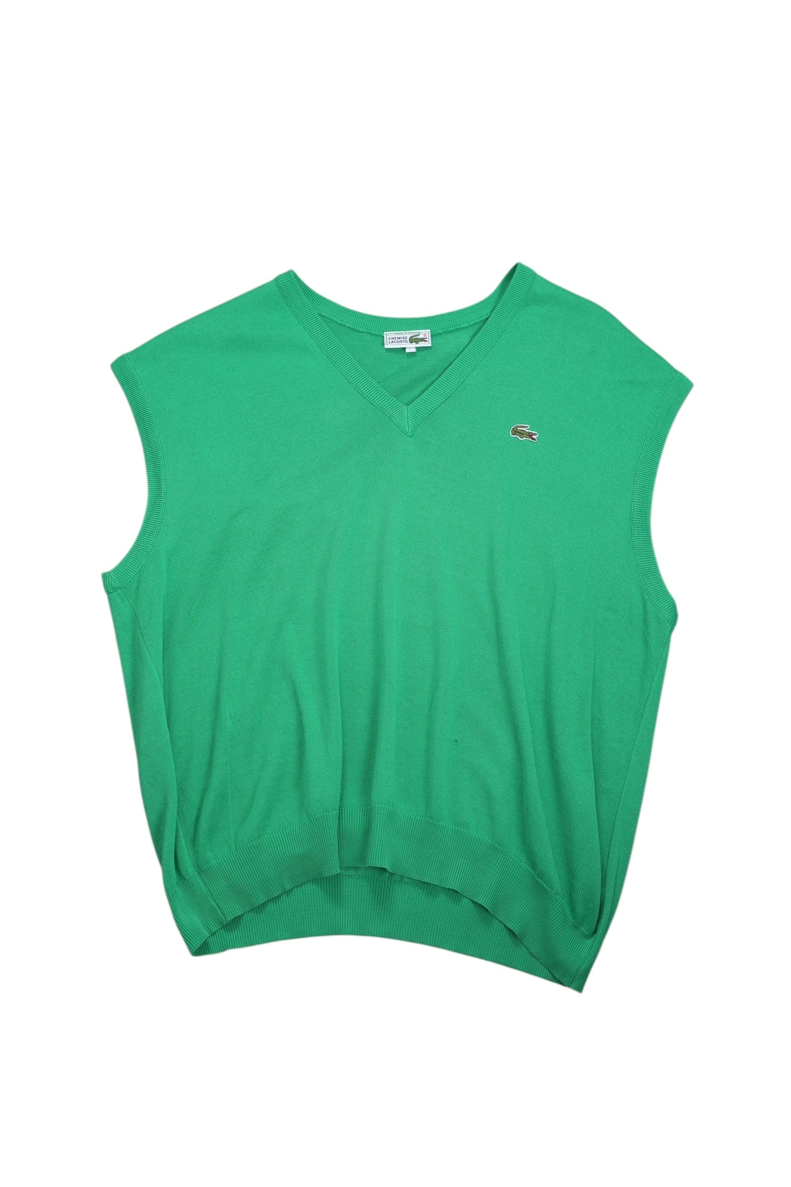 1990s Lacoste Vintage Pullunder Baumwolle Grün 6 / XL