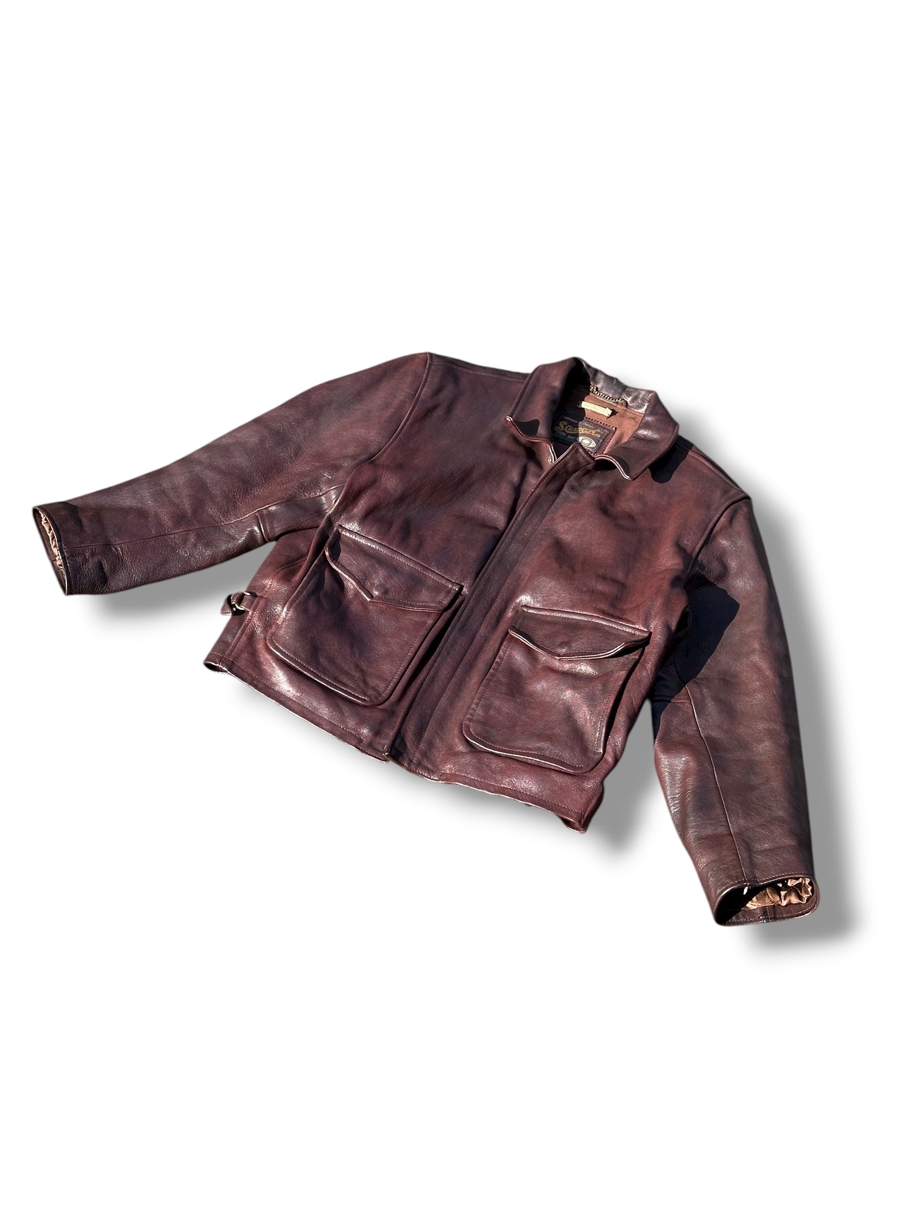 1980s Aero Stewart Strong Jacket Lederjacke Dunkelbraun | Vera Pelle Made in Italy M
