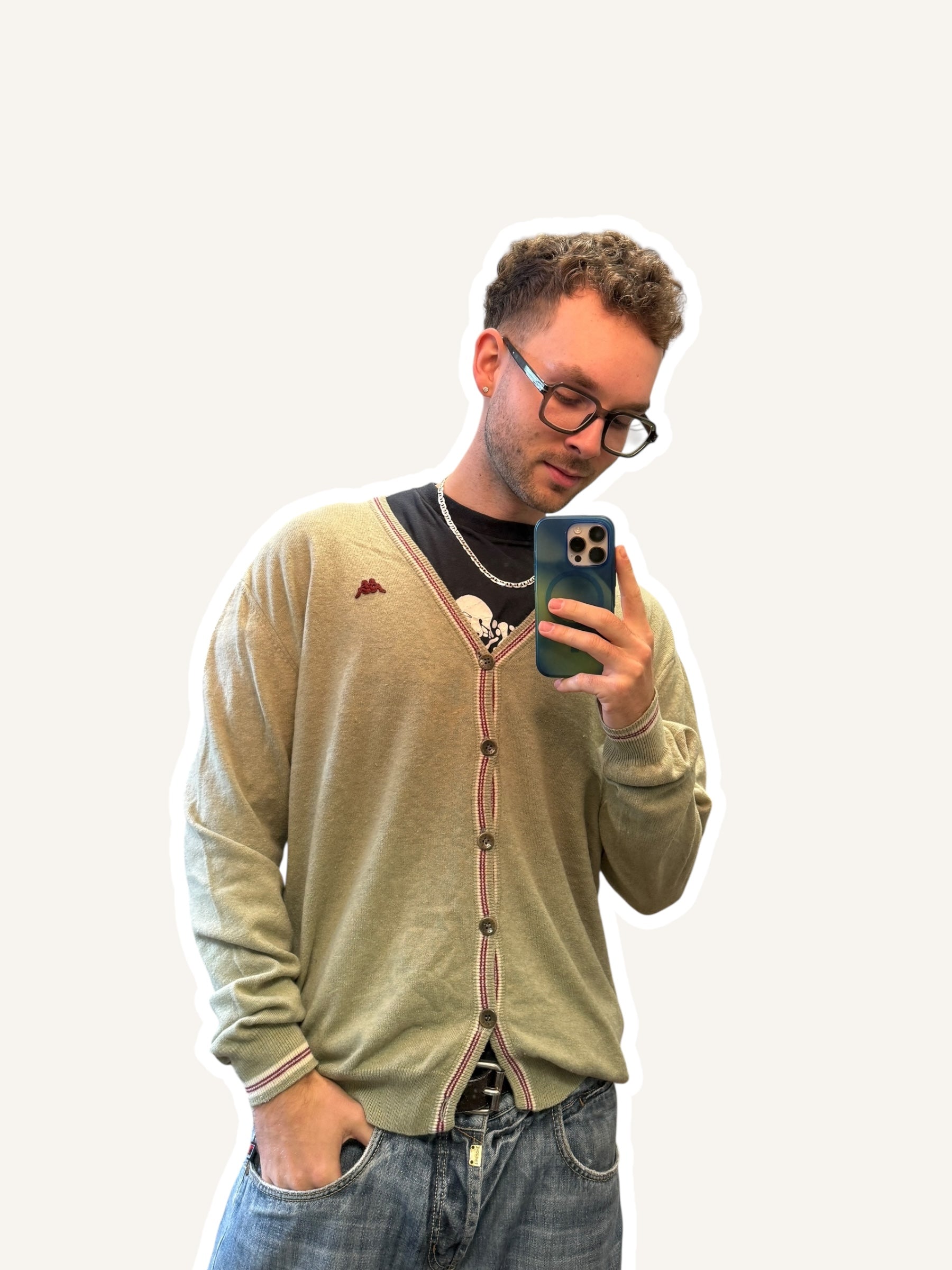 1990s Kappa Cardigan Pistazie | Lammwolle | XL
