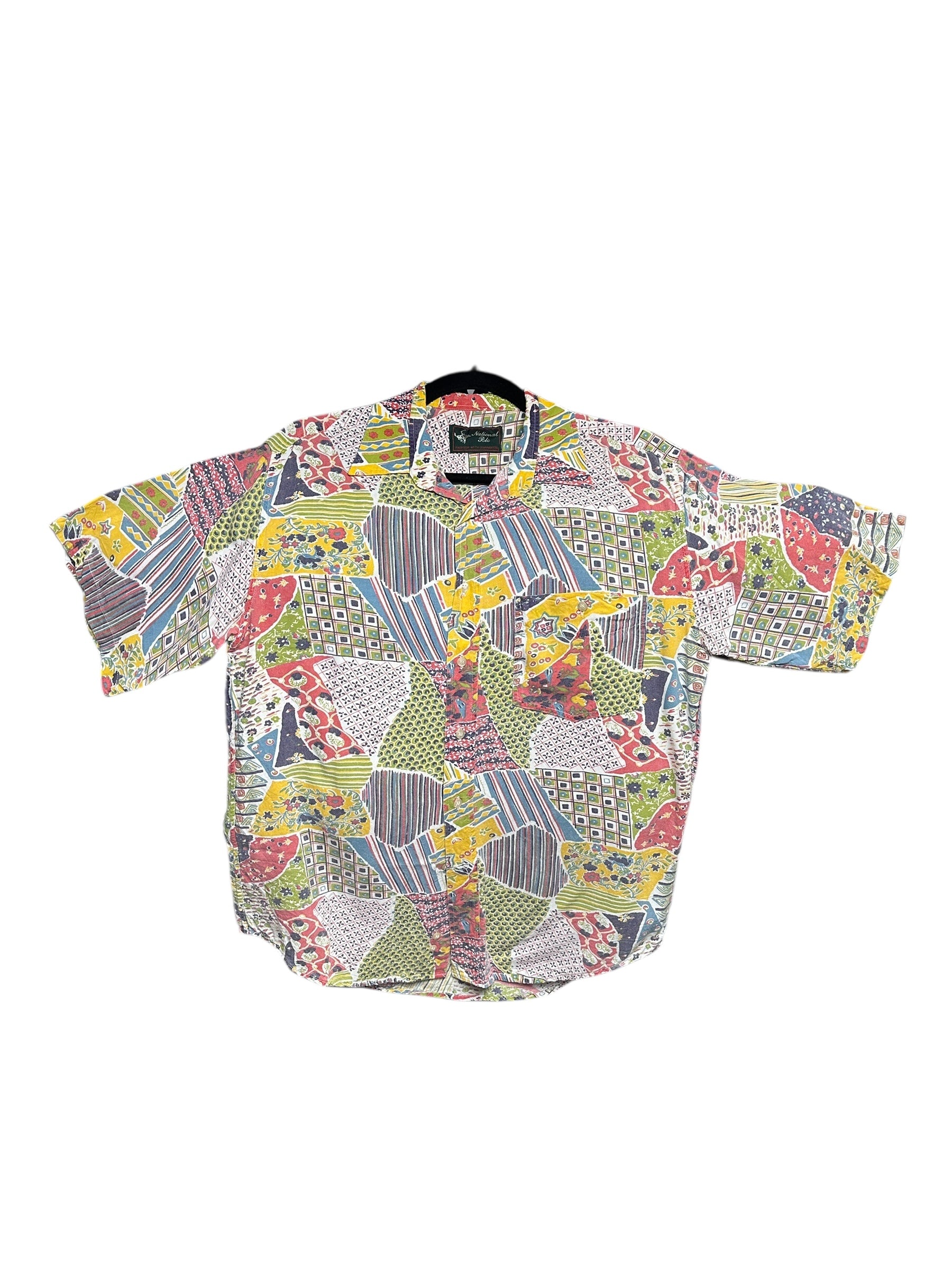 1990s Fetzen Hemd Bunt Patchwork M-L