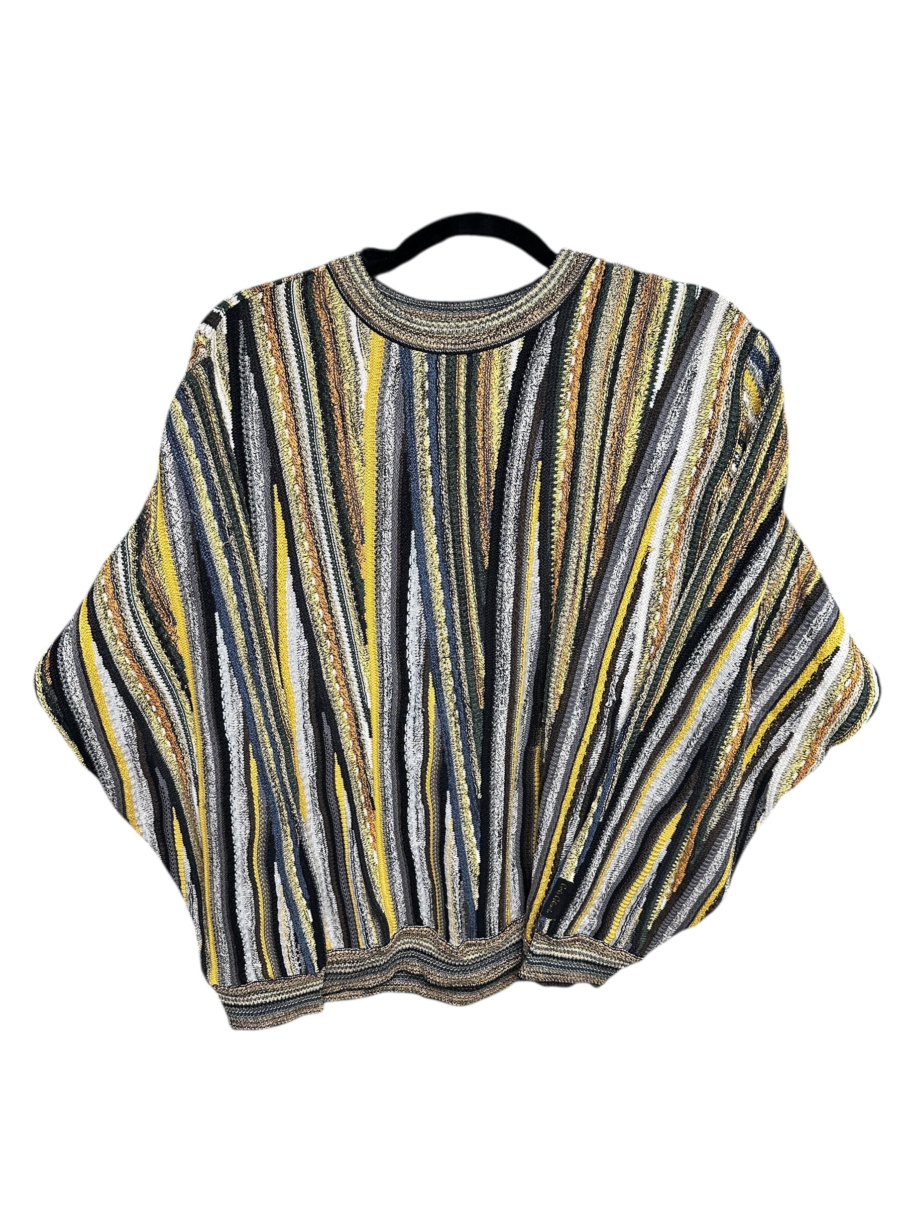 1990s Carlo Colucci Sweater Gelb Schwarz Strick Fler S-M