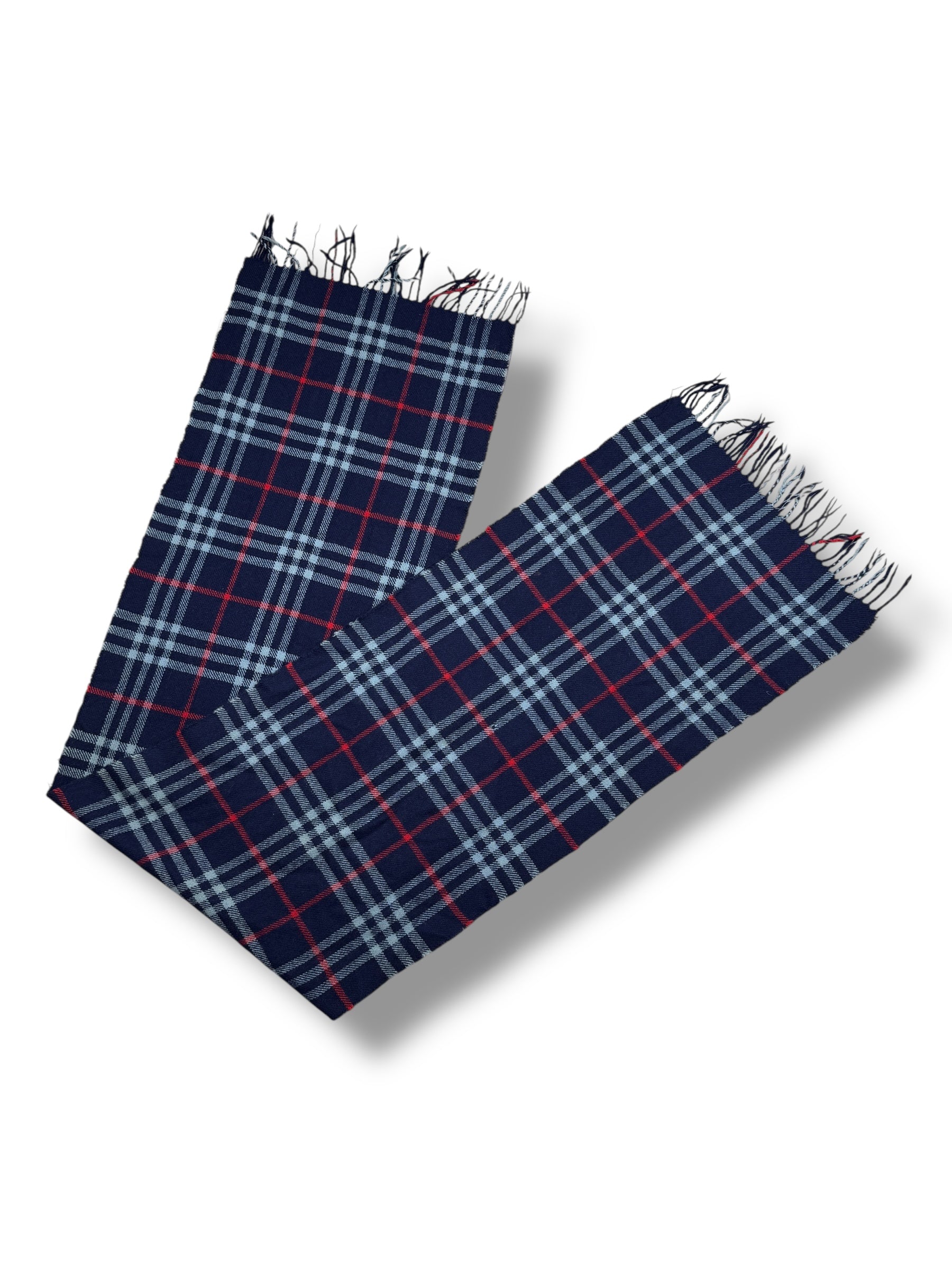 1990s Burberry Kaschmir Schal Dunkelblau Kariert