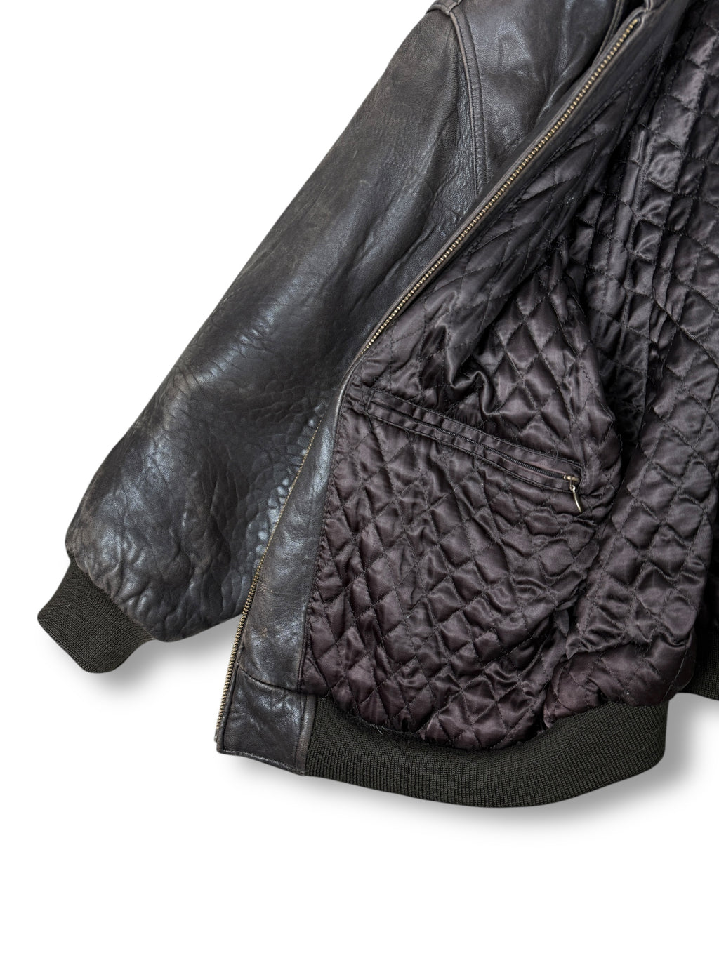 1980s Lindbergh Lederjacke Dunkelbraun | Bomberstil | S–M