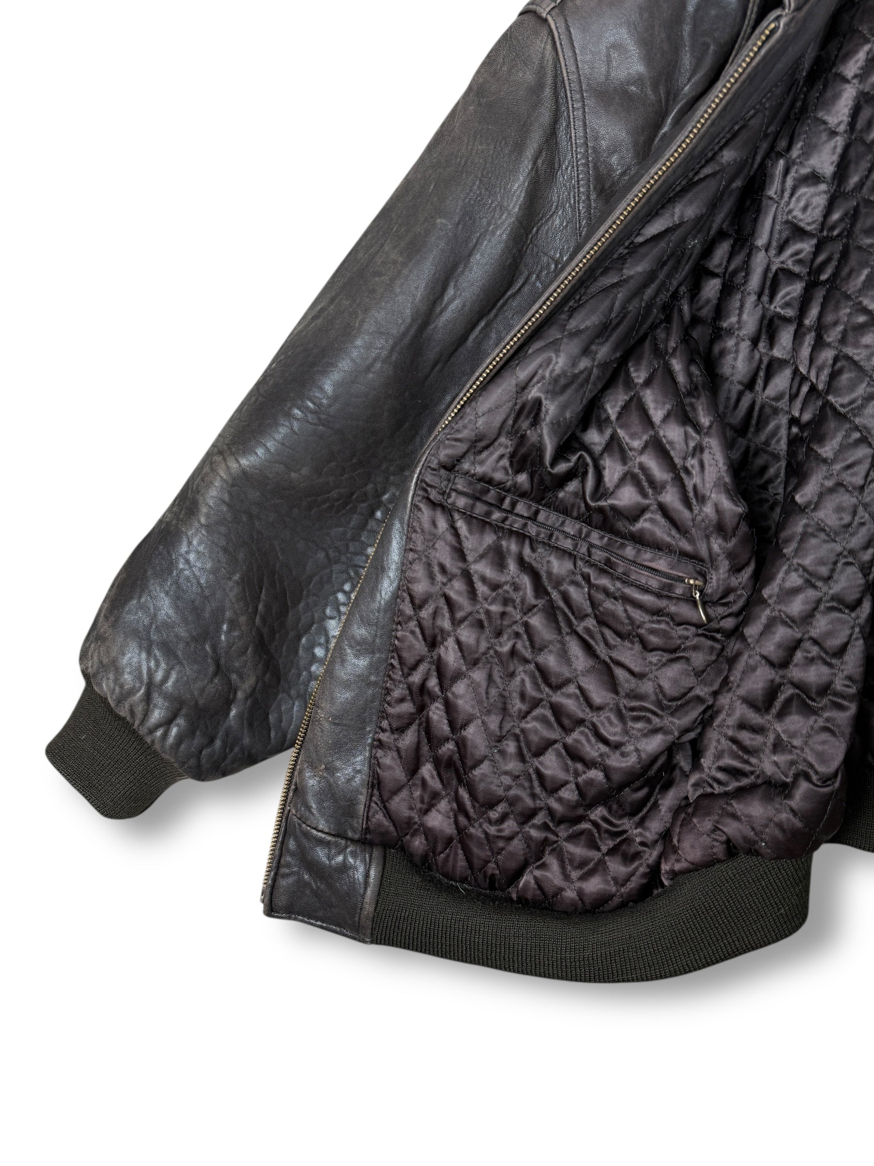 1980s Lindbergh Lederjacke Dunkelbraun | Bomberstil | S–M