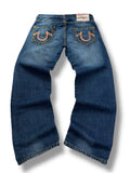Y2K True Religion Billy Big T Baggy Jeans Dunkelblau Washed | L-XL Men’s W38