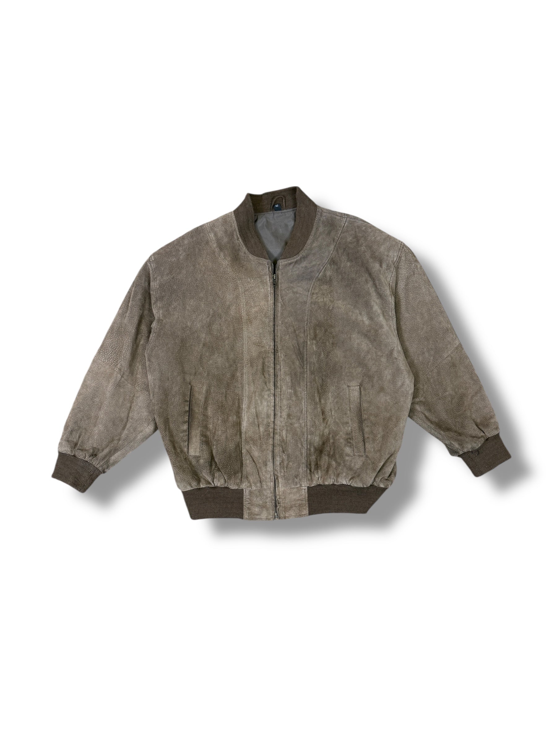 1980s Wildleder Bomberjacke Graubraun | M