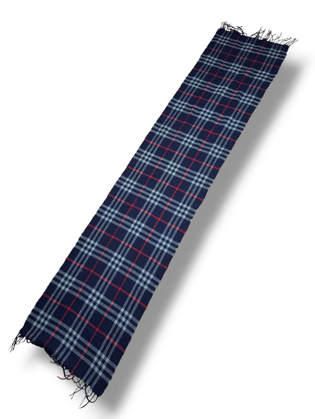 1990s Burberry Kaschmir Schal Dunkelblau Kariert