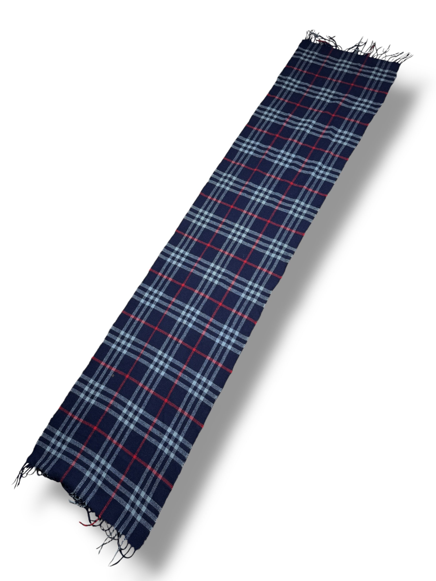 1990s Burberry Kaschmir Schal Dunkelblau Kariert