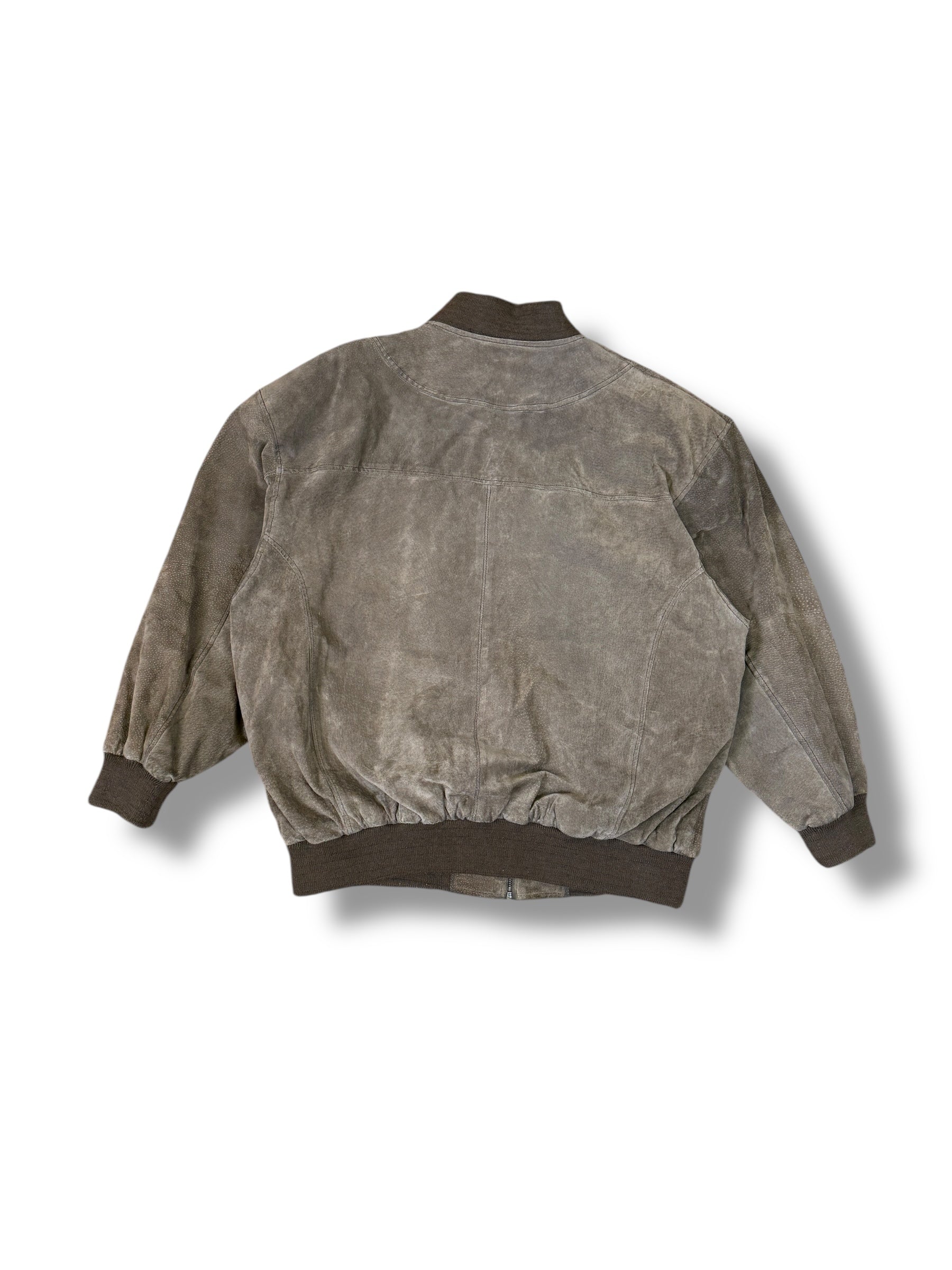 1980s Wildleder Bomberjacke Graubraun | M