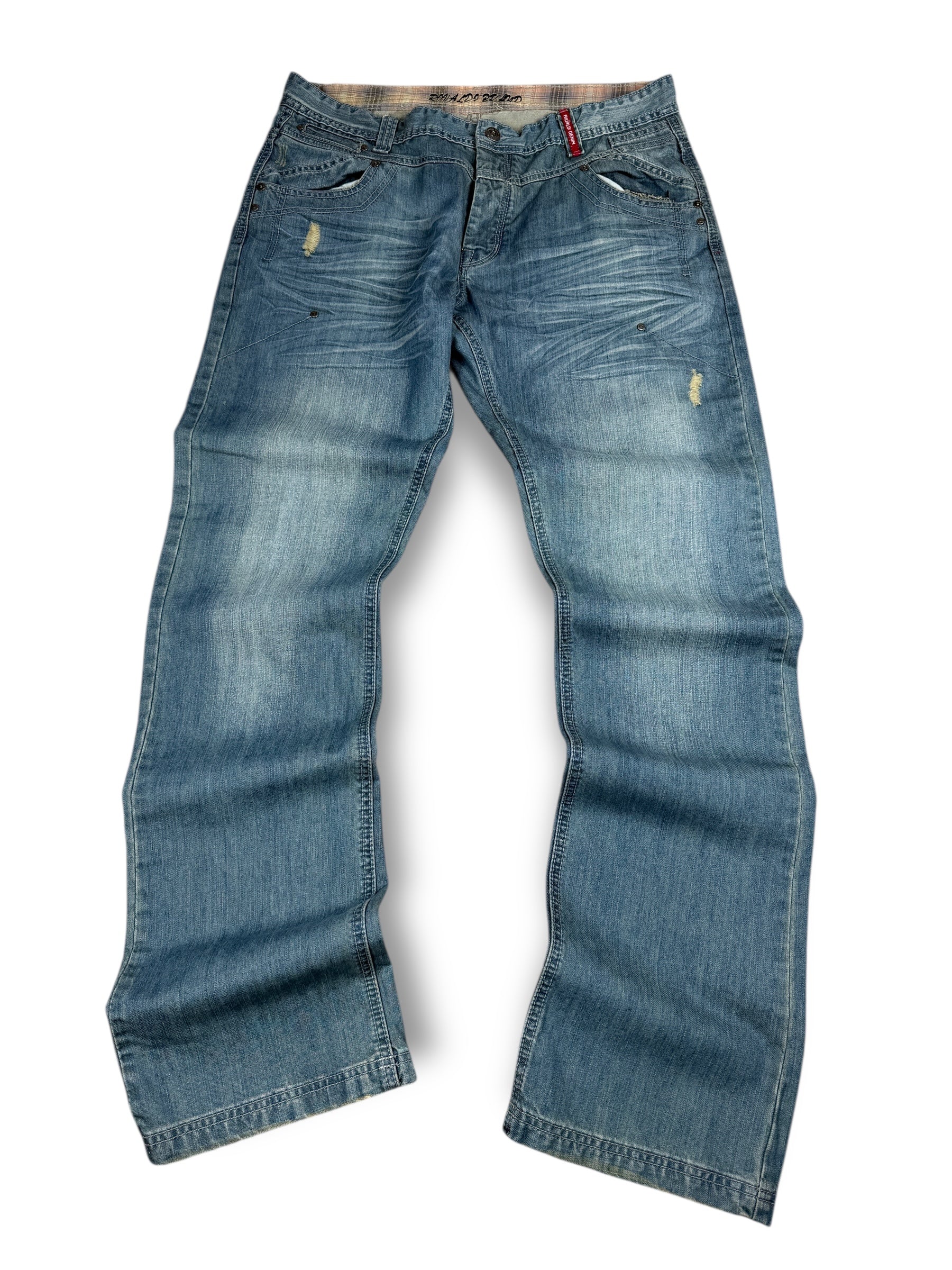 2000s Rivaldi Denim Jeans Blau Washed | L–XL (Neu)