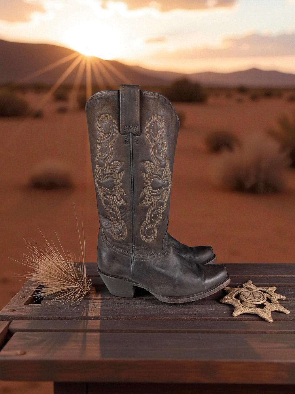 Vintage Rudel Western Boots Dunkelbraun Leder | US 4.5 (EU 36–37)