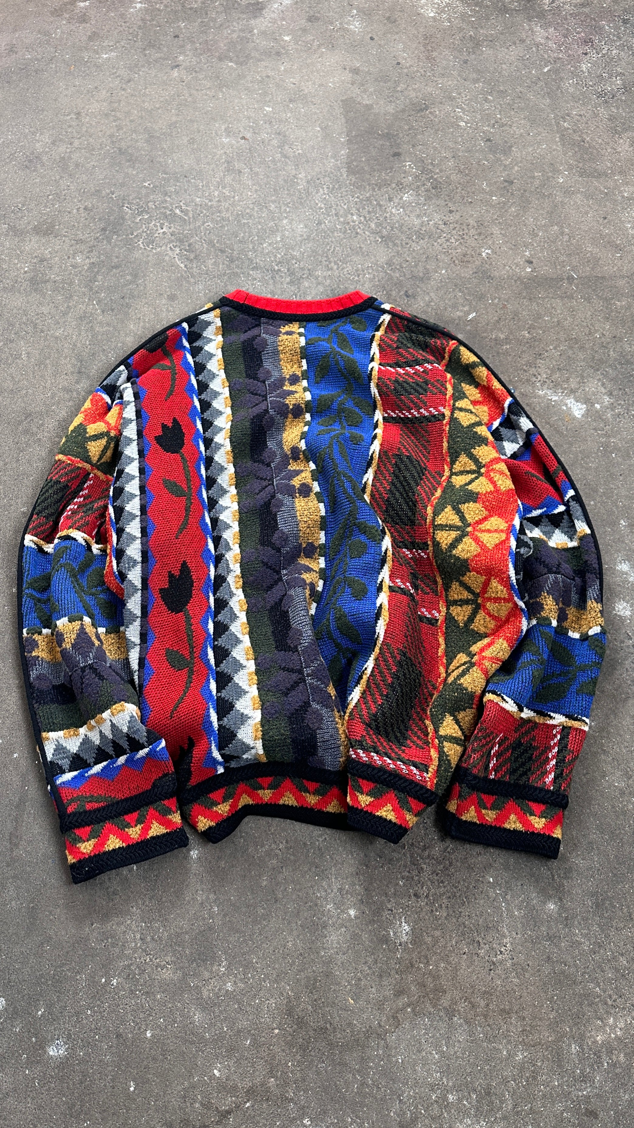 1990s Carlo Colucci bunt flower Made in Germany Stricksweater XL