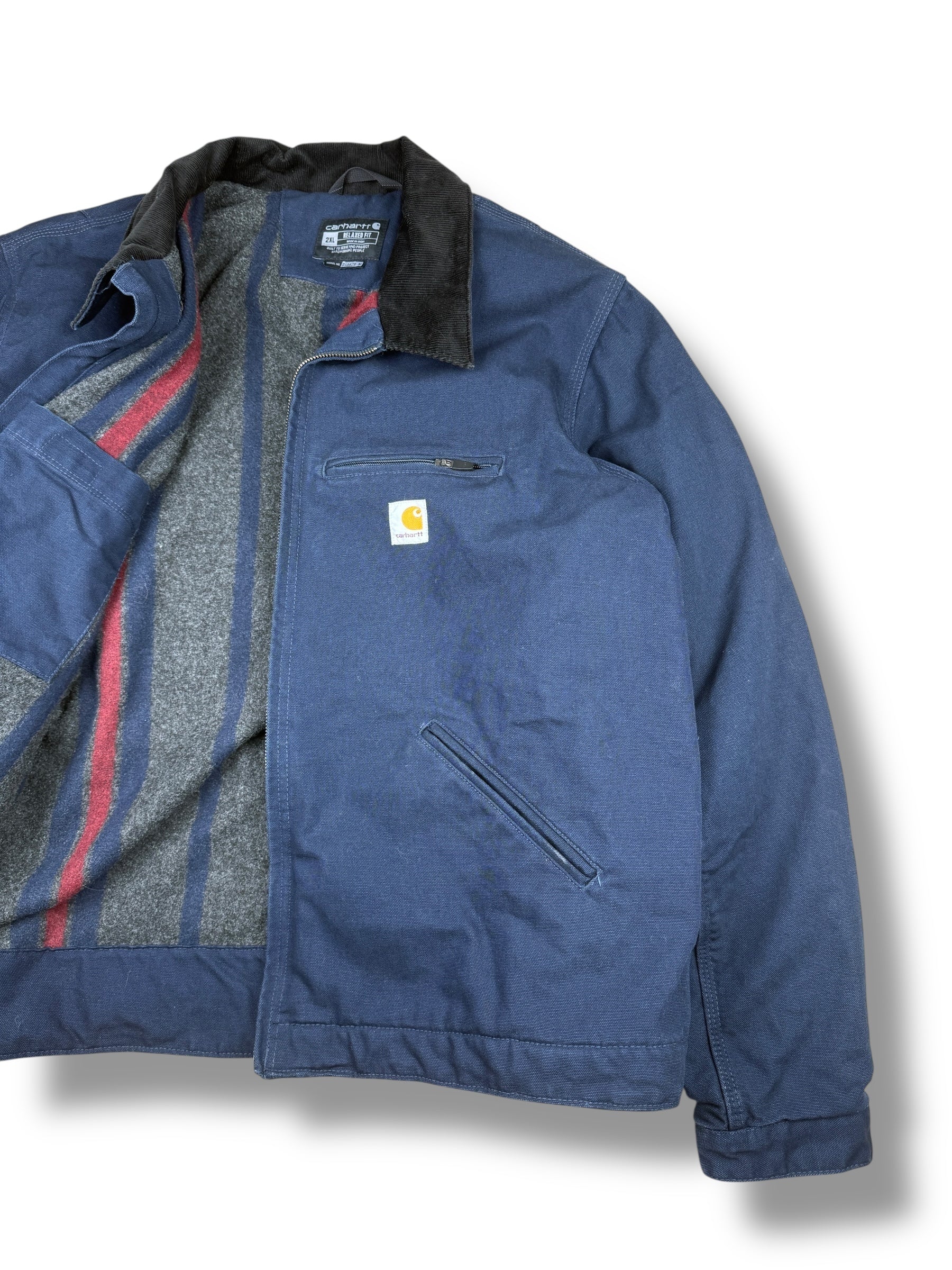 2010s Carhartt Detroit Jacke Navy Blau | XXL | Blanket Lined