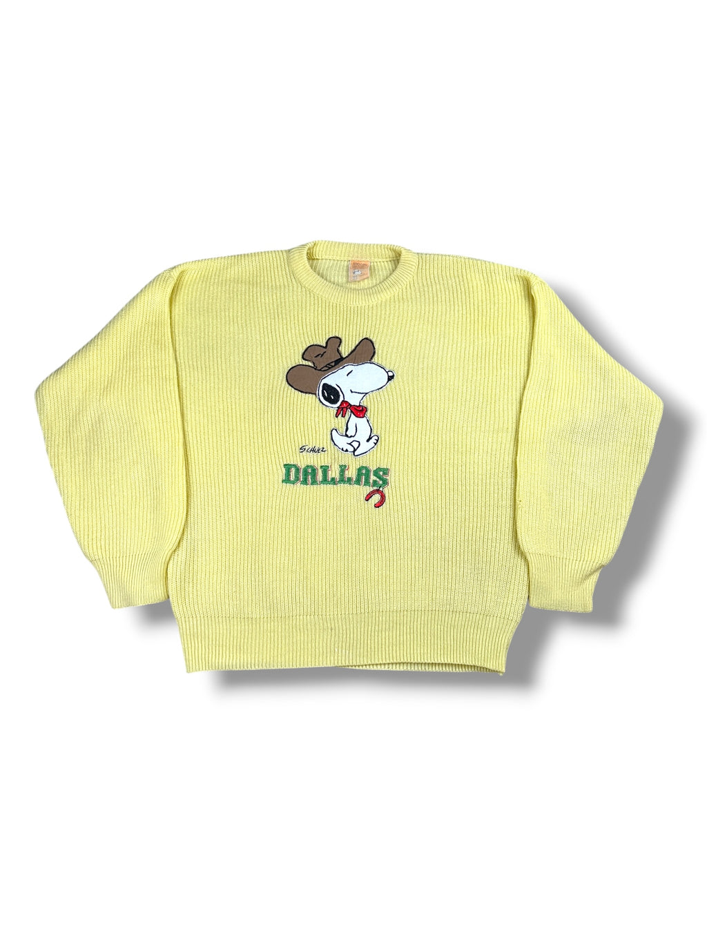 1950s Charles M. Schulz Snoopy Stricksweater Gelb Dallas | Made in Italy | Vintage M