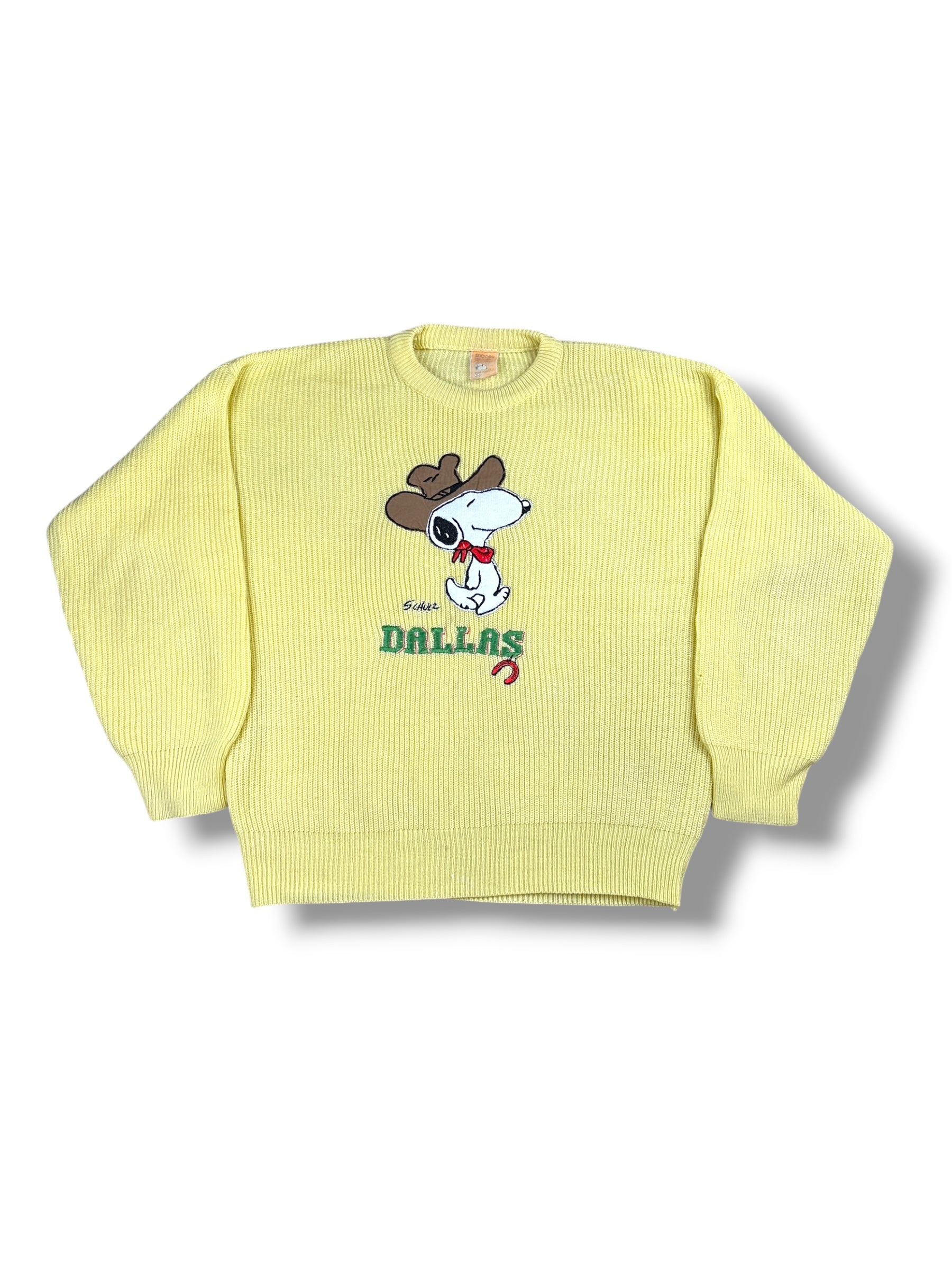 1950s Charles M. Schulz Snoopy Stricksweater Gelb Dallas | Made in Italy | Vintage M
