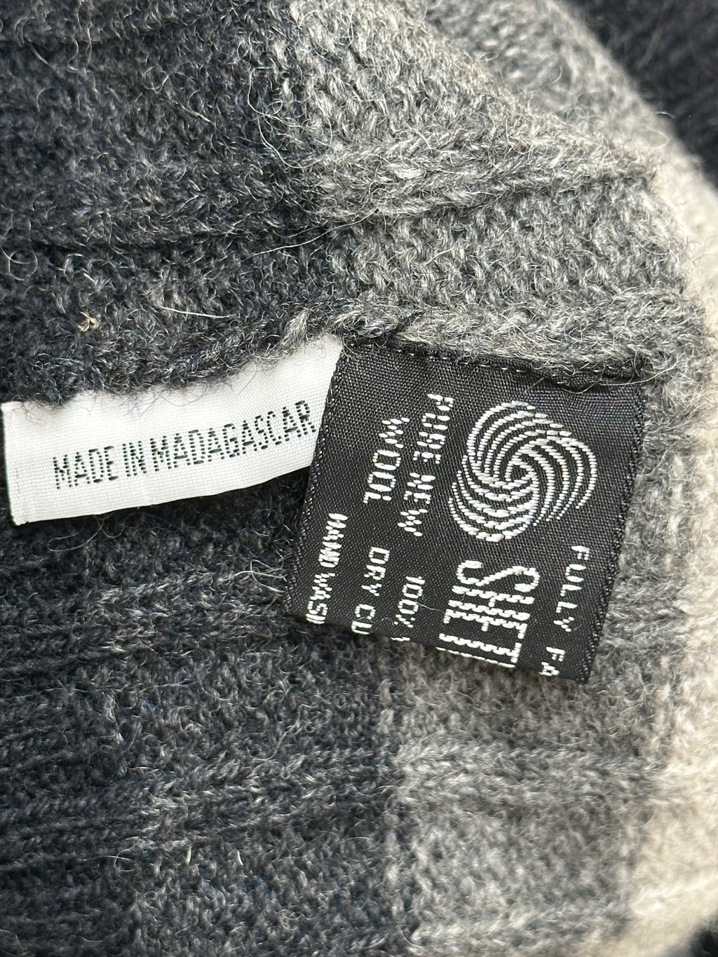 1990s Nara Maglie Sweater Shetland New Wool gestreift Schwarz Weiß XL y2k