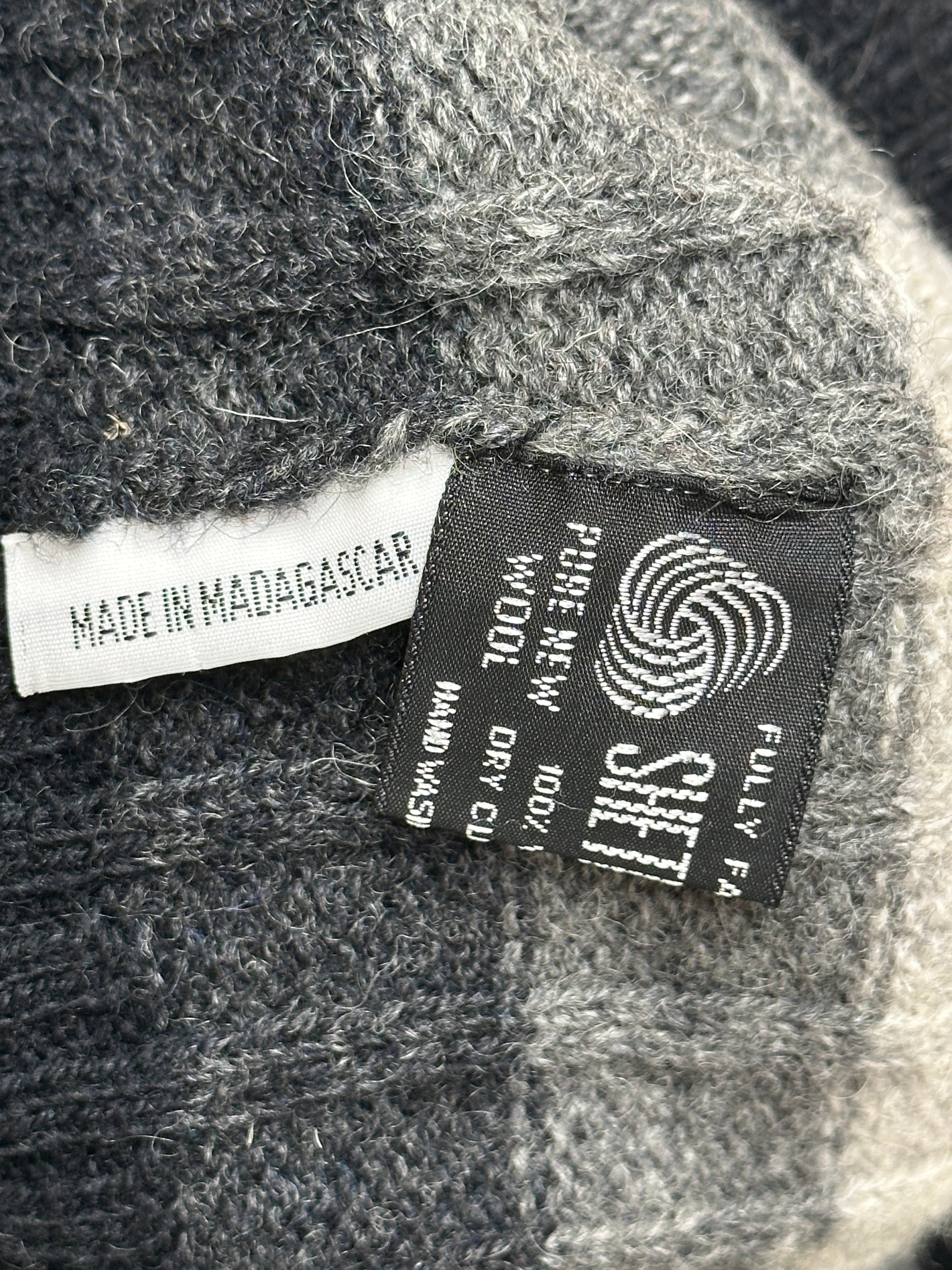 1990s Nara Maglie Sweater Shetland New Wool gestreift Schwarz Weiß XL y2k