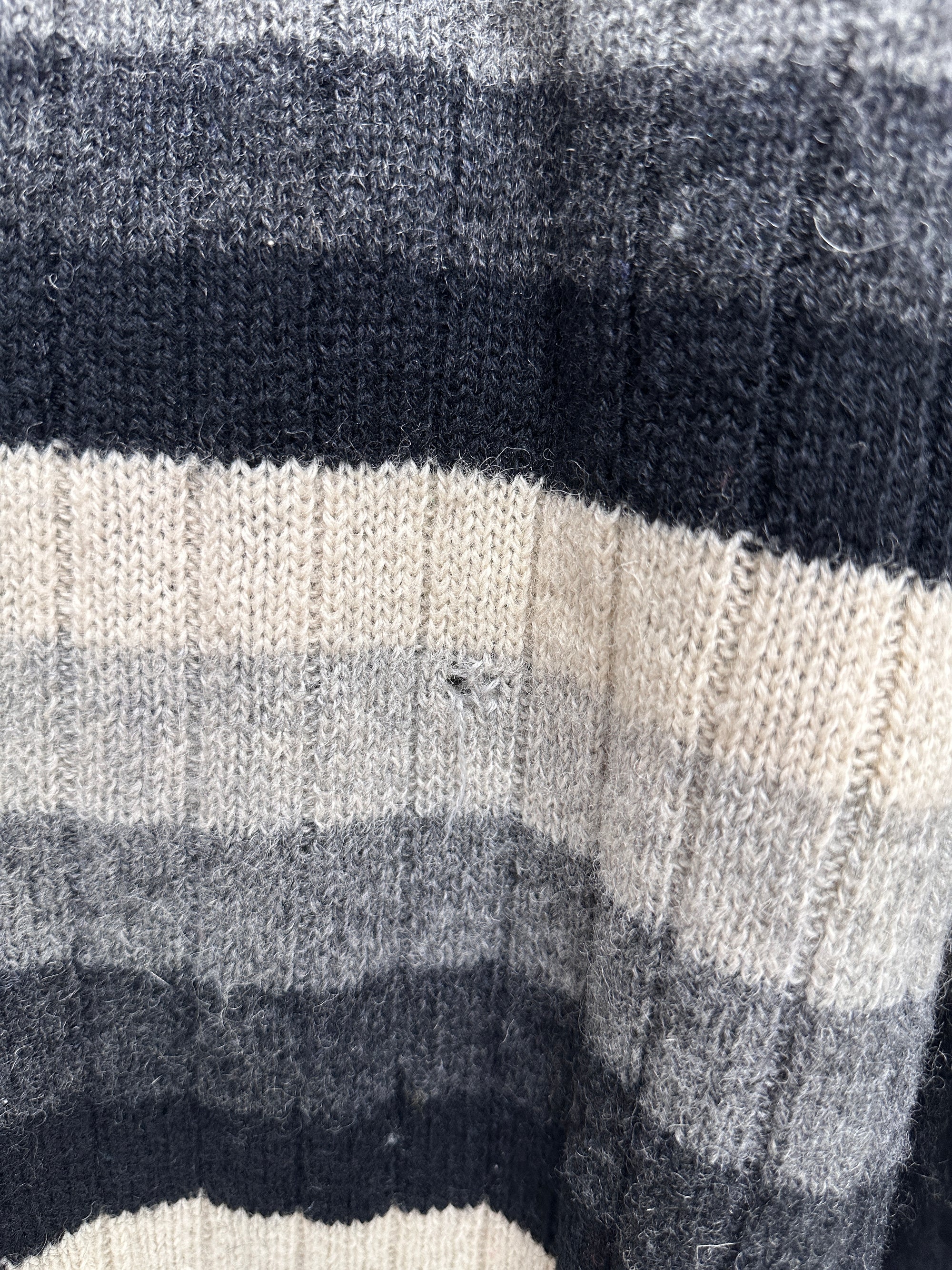 1990s Nara Maglie Sweater Shetland New Wool gestreift Schwarz Weiß XL y2k