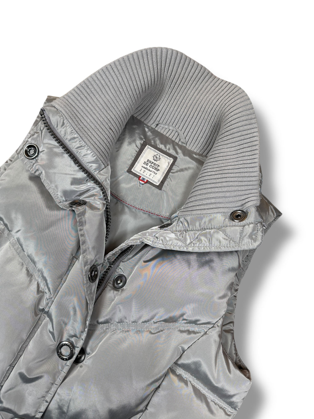 2000s Y2K Esprit Daunenweste Grau/Silber | M