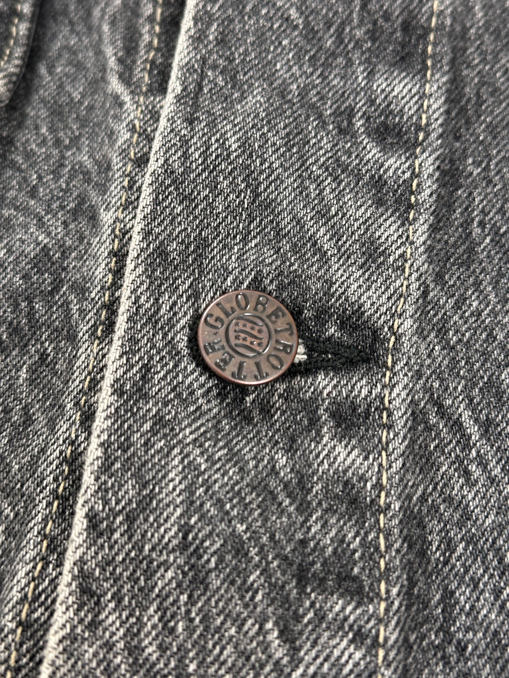 1990s Globetrotter Vintage Jeansjacke Washed Schwarz Heavy L/XL