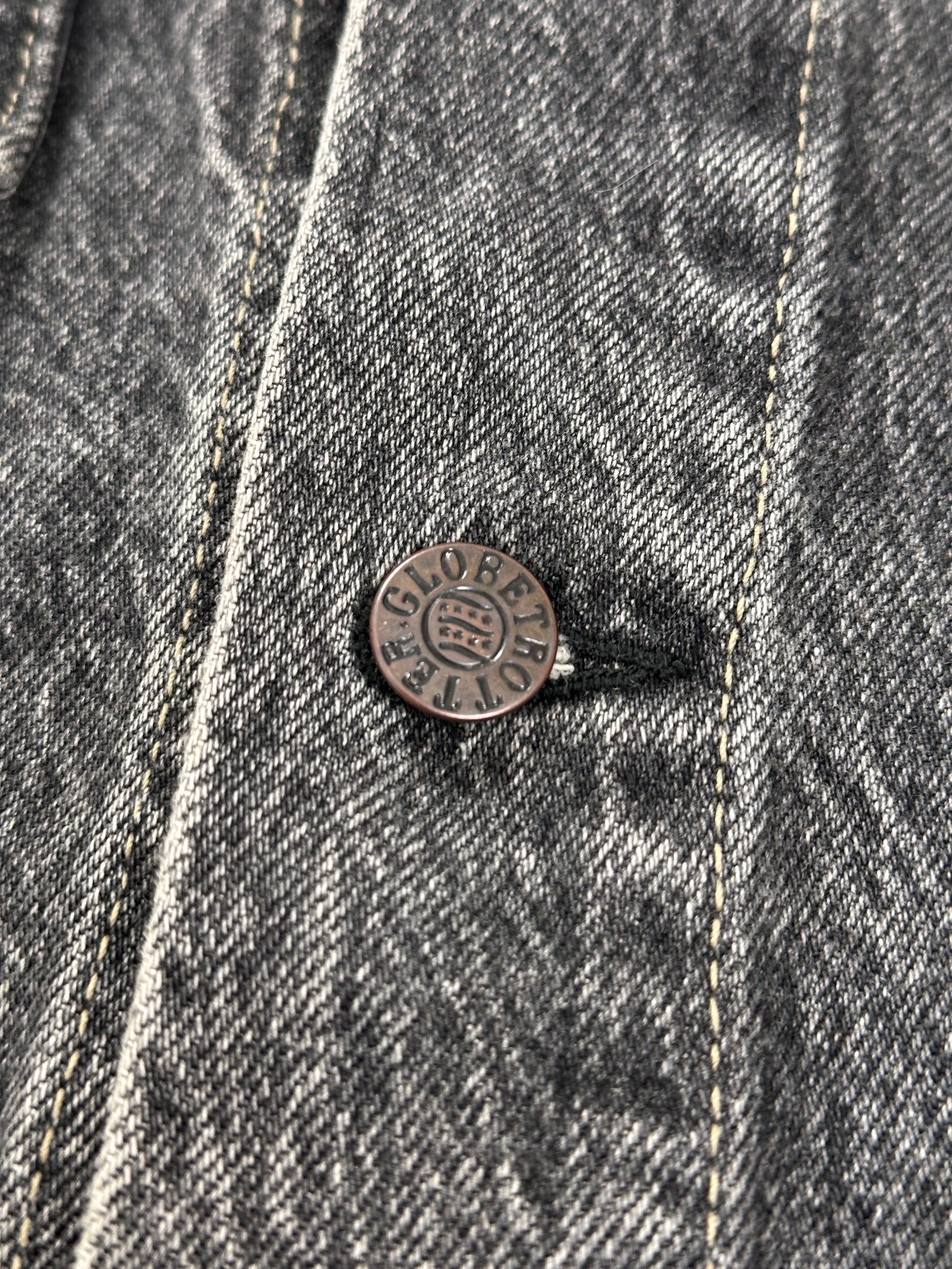 1990s Globetrotter Vintage Jeansjacke Washed Schwarz Heavy L/XL