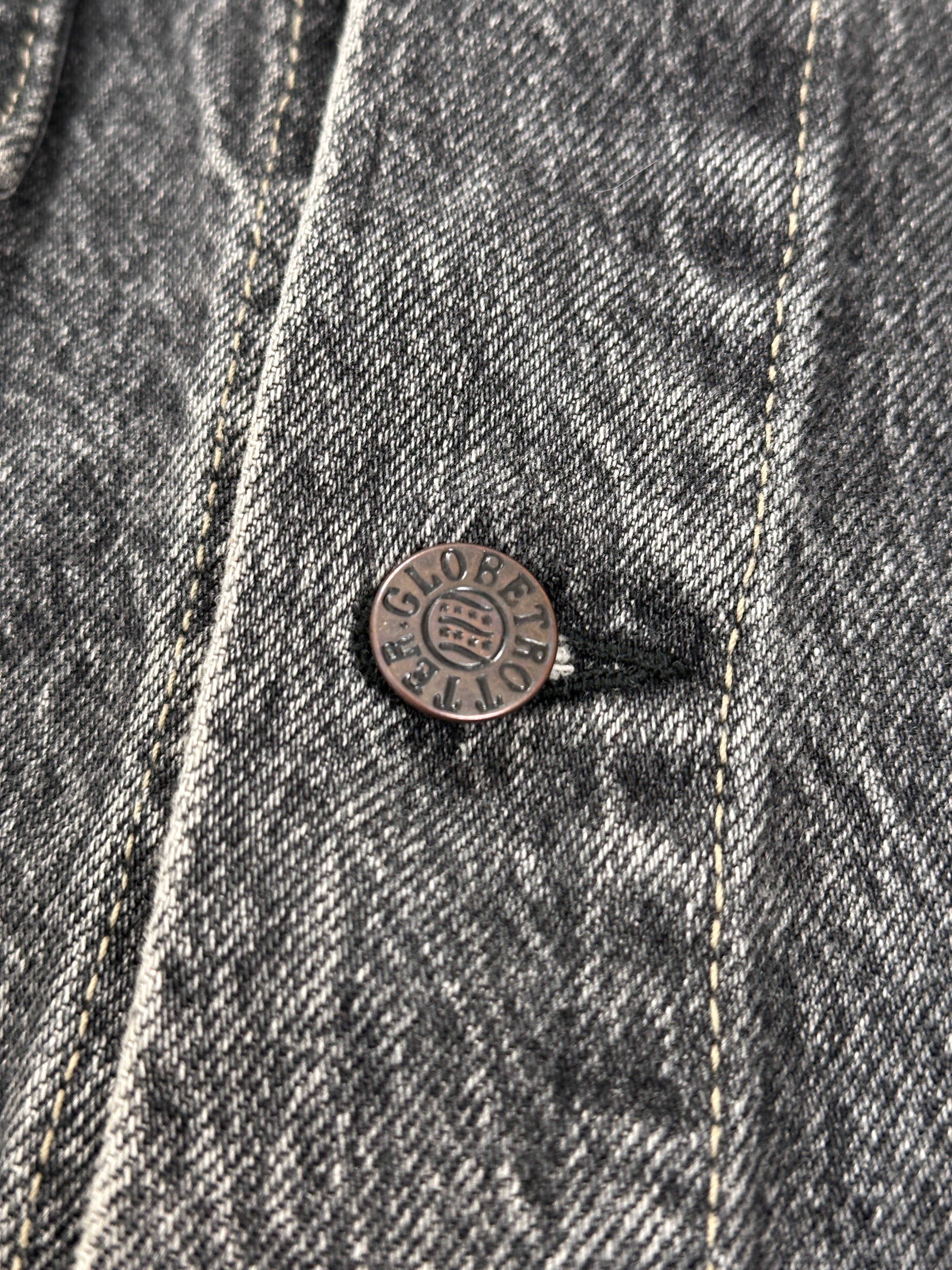 1990s Globetrotter Vintage Jeansjacke Washed Schwarz Heavy L/XL