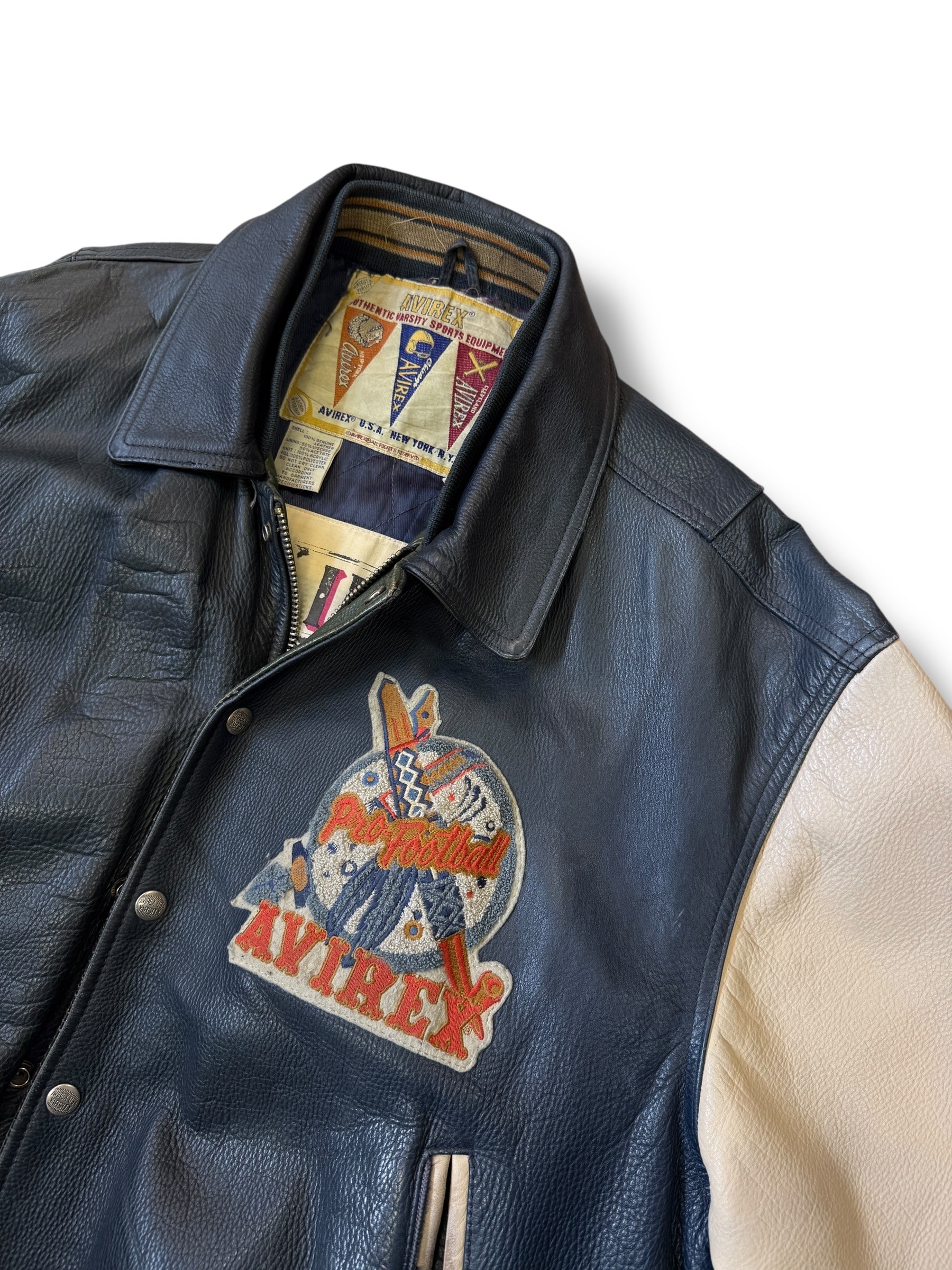 1990s Avirex Oorang Indian Head Lederjacke EXC Edition | XL