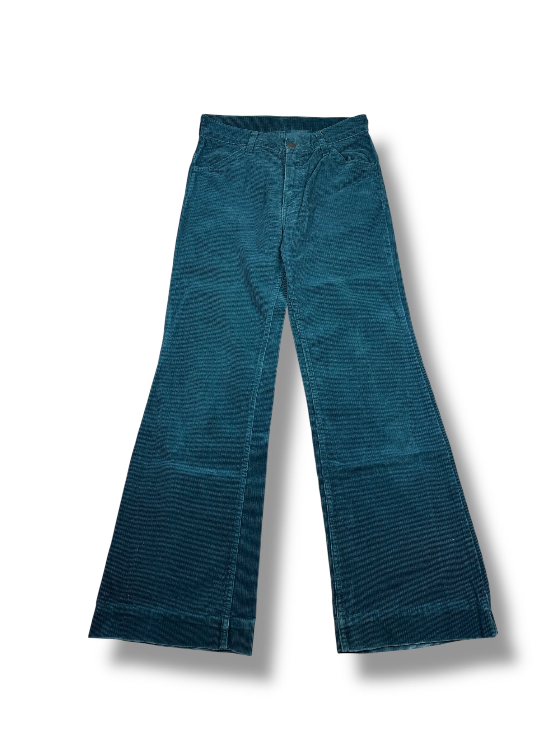 1970s Levi’s Cordhose Big E Silver Tab | Dark Teal | S 36 W27