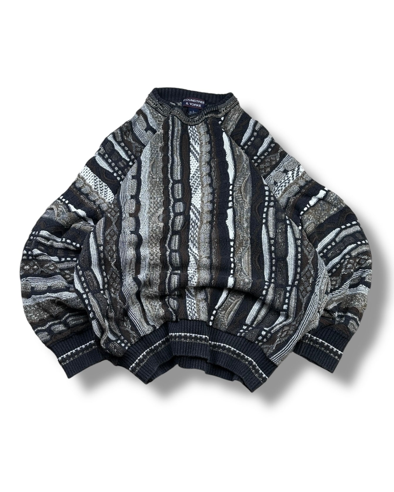 1990s Roundtree & Yorke 3D-Strickpullover Mehrfarbig | Vintage L