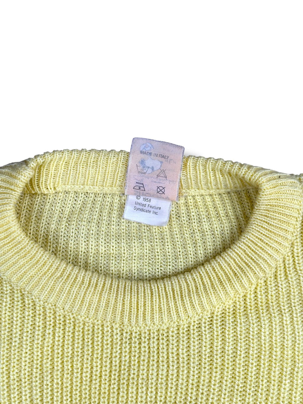 1950s Charles M. Schulz Snoopy Stricksweater Gelb Dallas | Made in Italy | Vintage M