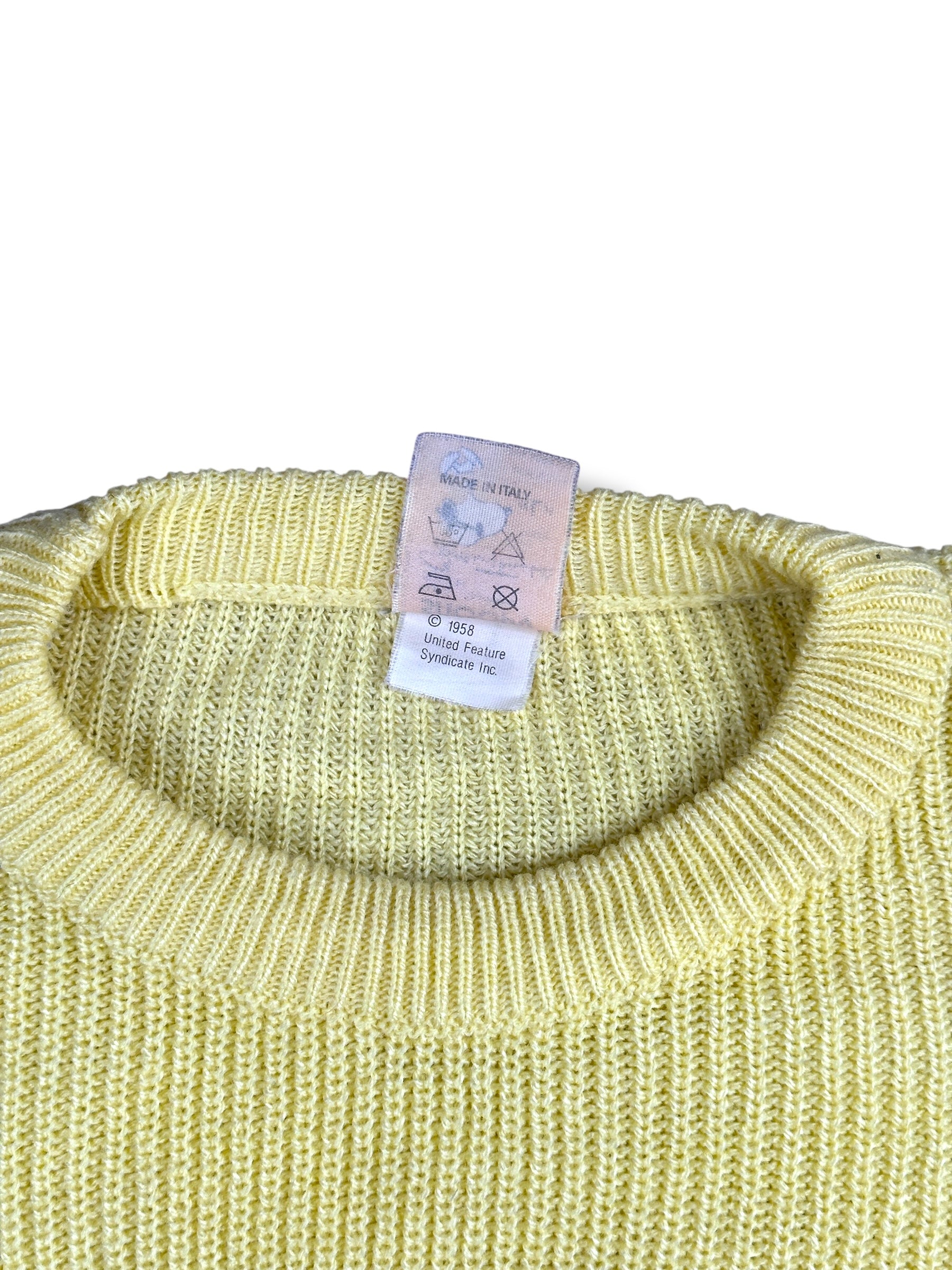 1950s Charles M. Schulz Snoopy Stricksweater Gelb Dallas | Made in Italy | Vintage M