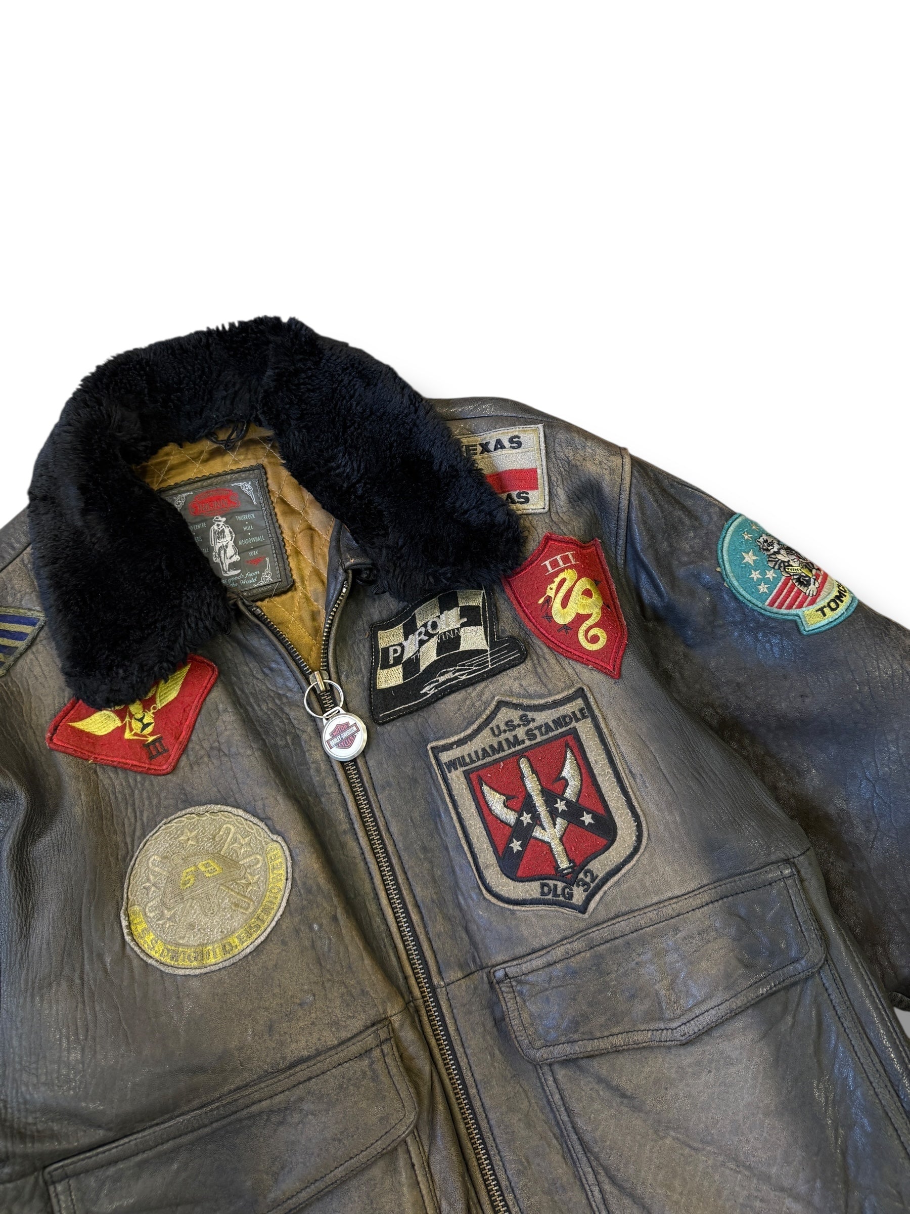 1970s Amerikanische Fliegerjacke Echtleder Lederjacke | M-L