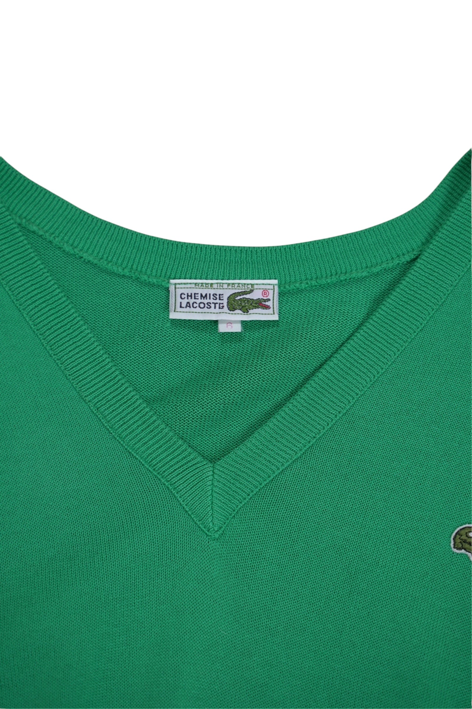 1990s Lacoste Vintage Pullunder Baumwolle Grün 6 / XL