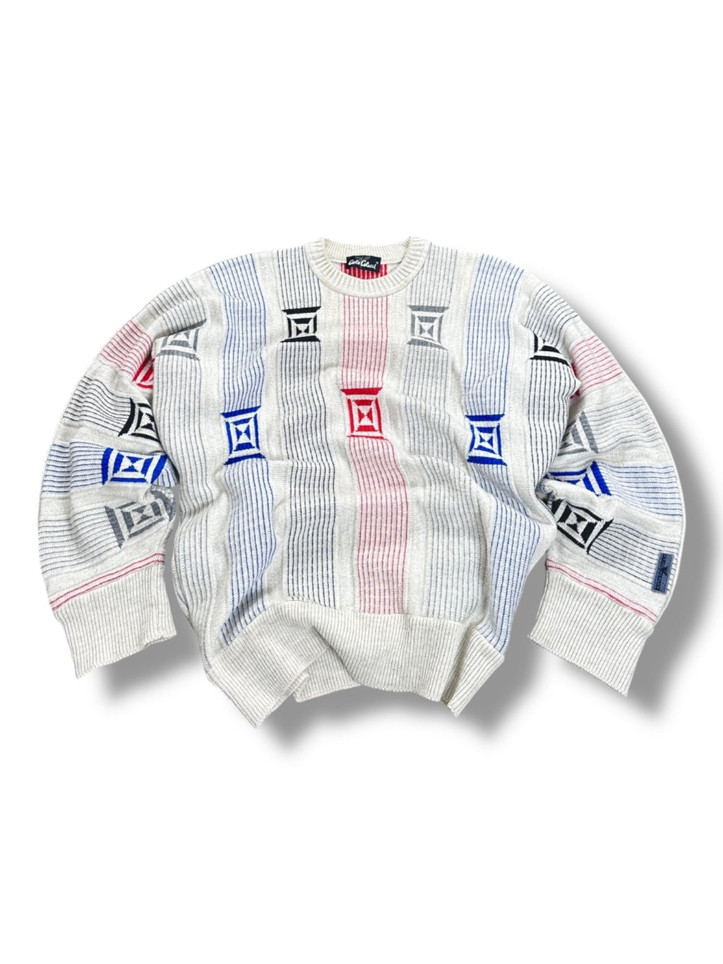 1990s Carlo Colucci Sweater weiß Rot blau XL