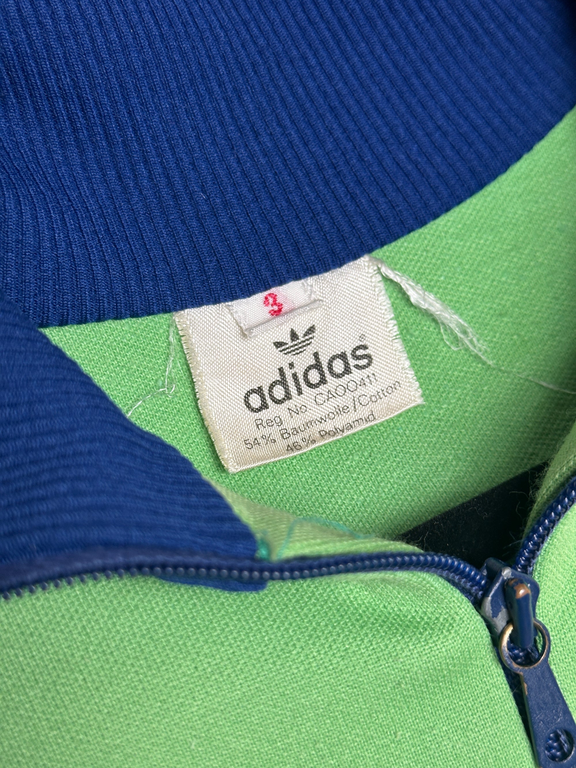 1970s Vintage Adidas Trackjacket | Two-Tone Grün Blau Trainingsjacke S