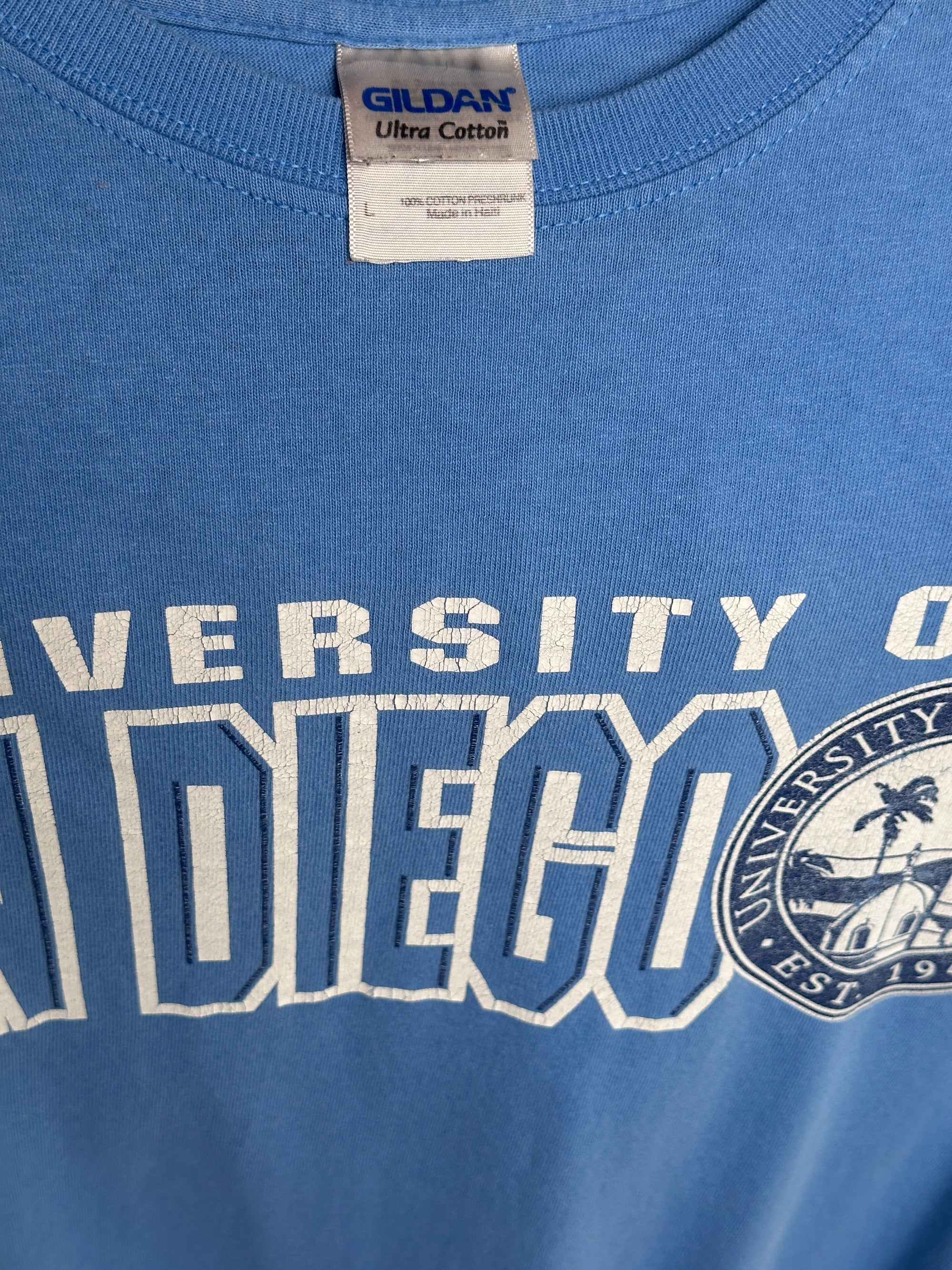 2000s Gildan University San Diego T-Shirt Babyblau L | Men’s Vintage
