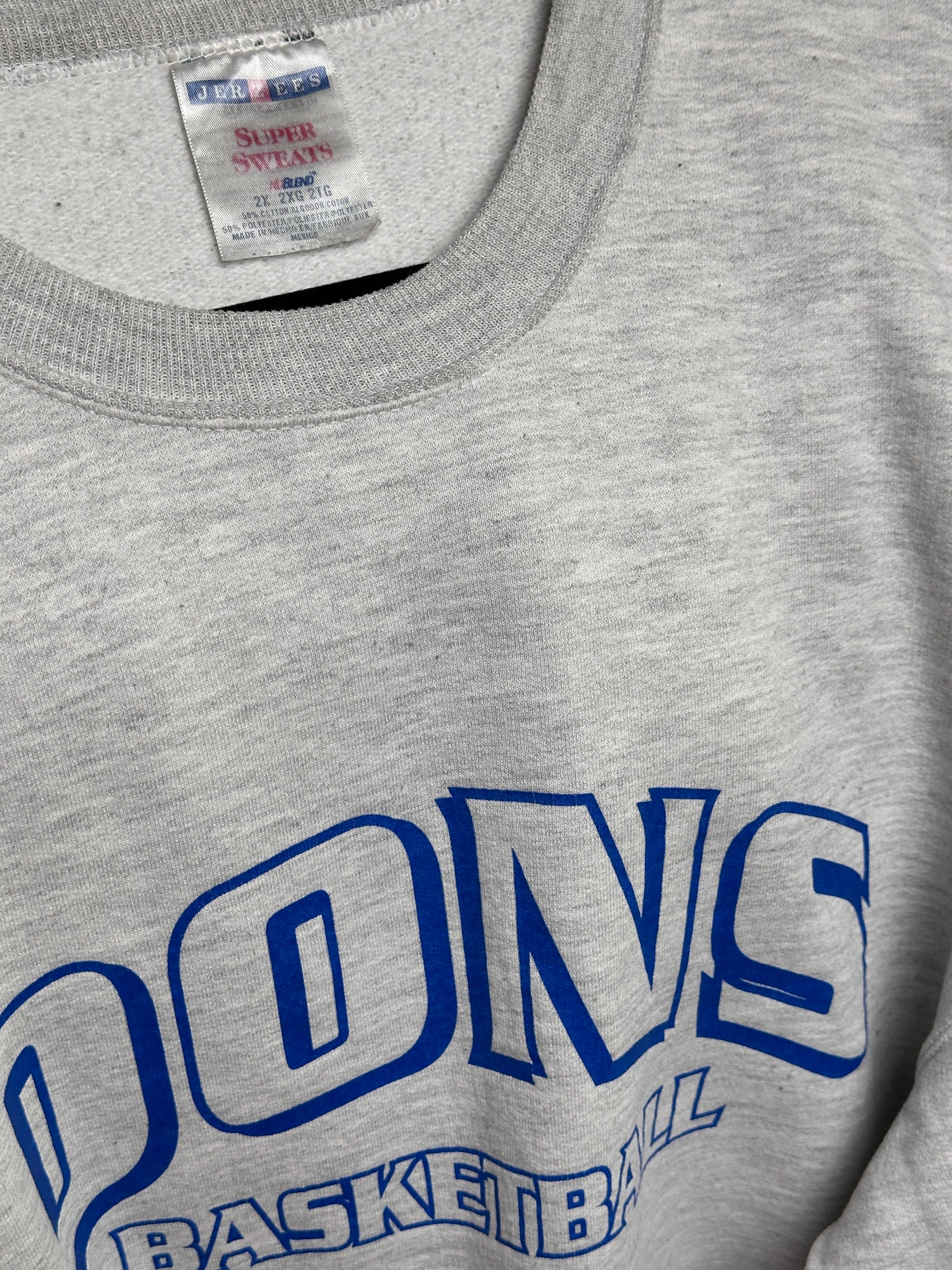 1990s Dons Basketball Jerzees Sweater Grau XXL | Men’s Vintage