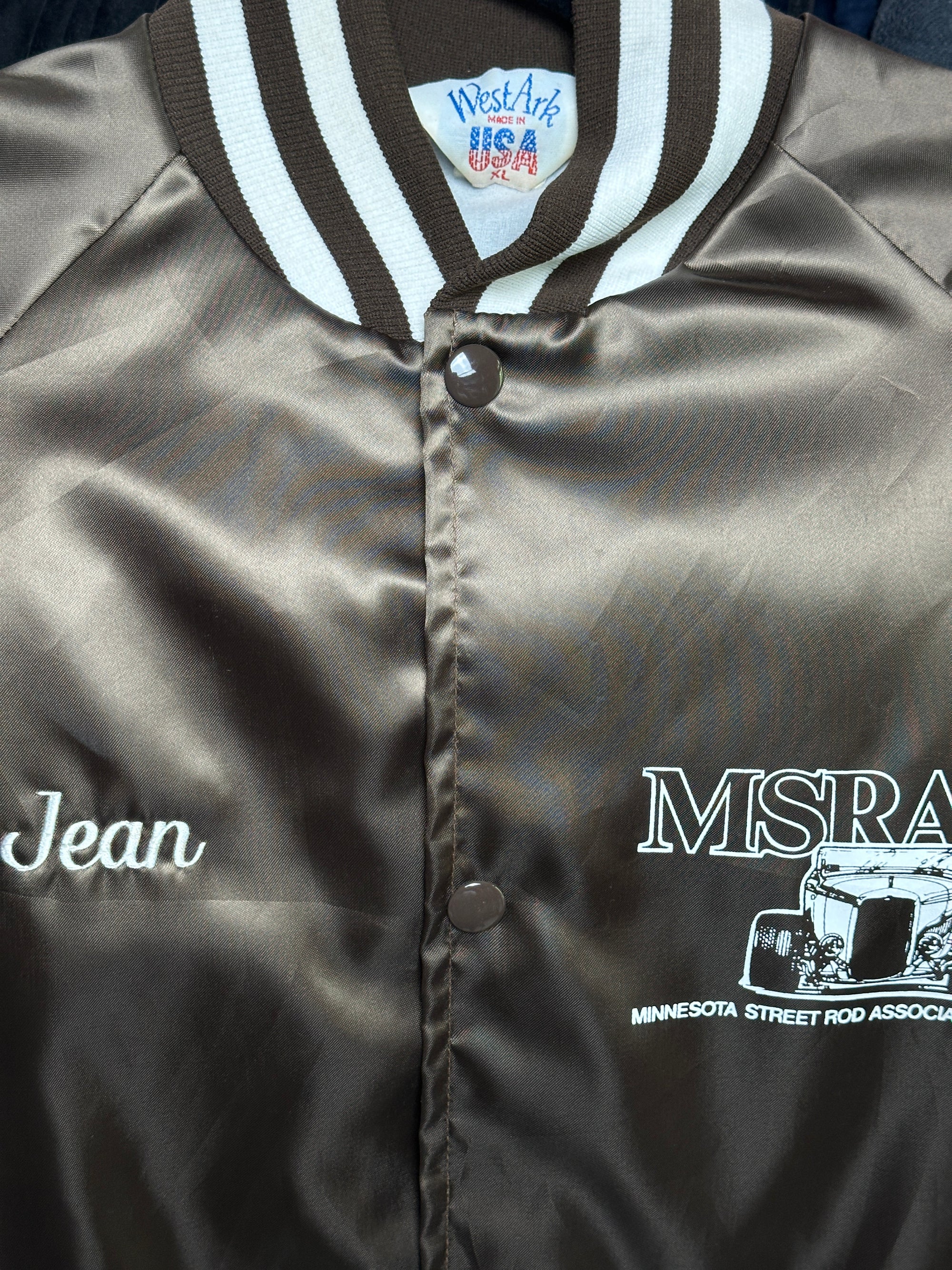 1990s Westark USA Satin Bomberjacke College Hot Rod XL | Men’s Vintage