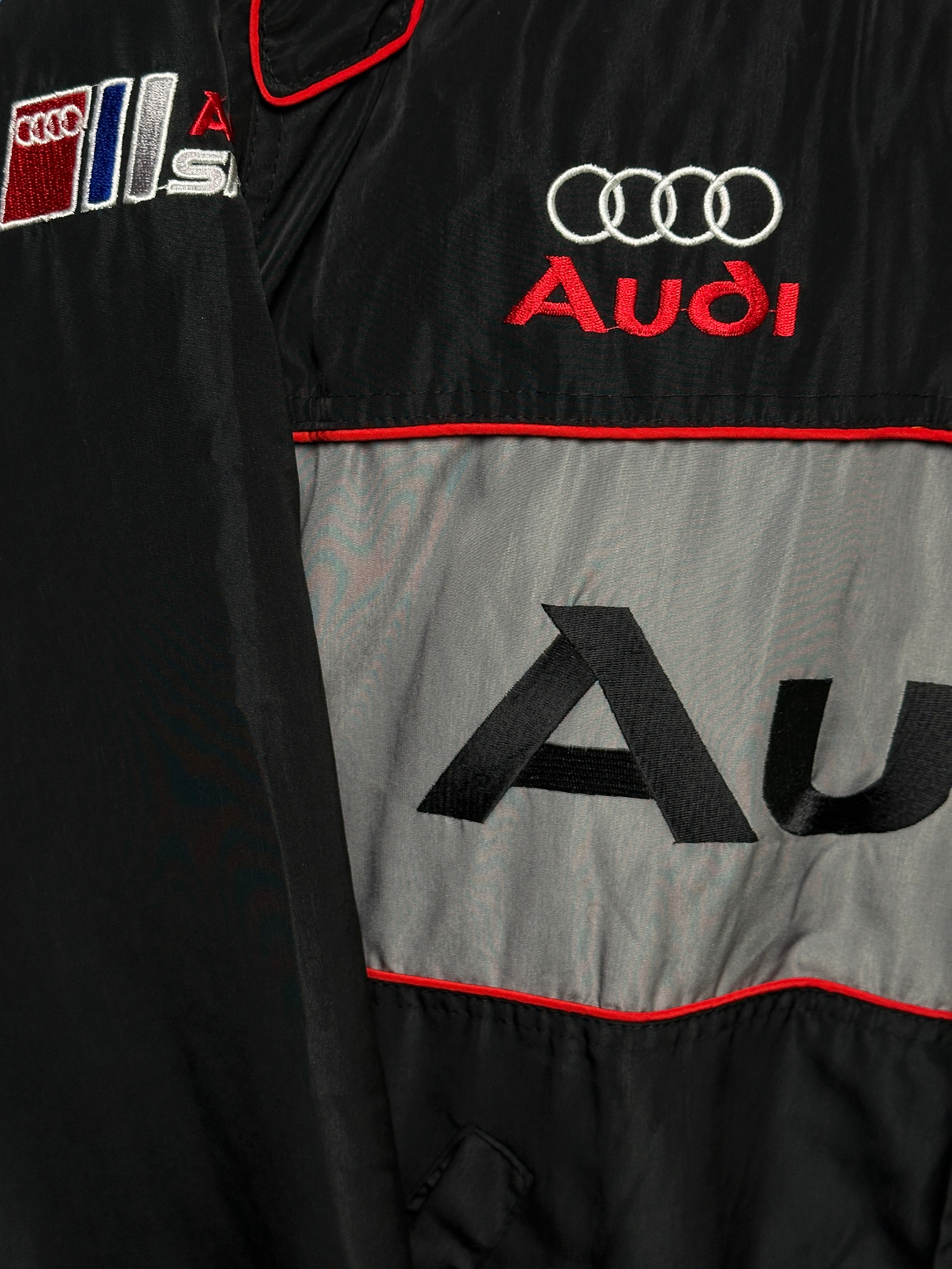 1990s Audi Sport Racing Bomberjacke Schwarz mit Logo | Men’s XL