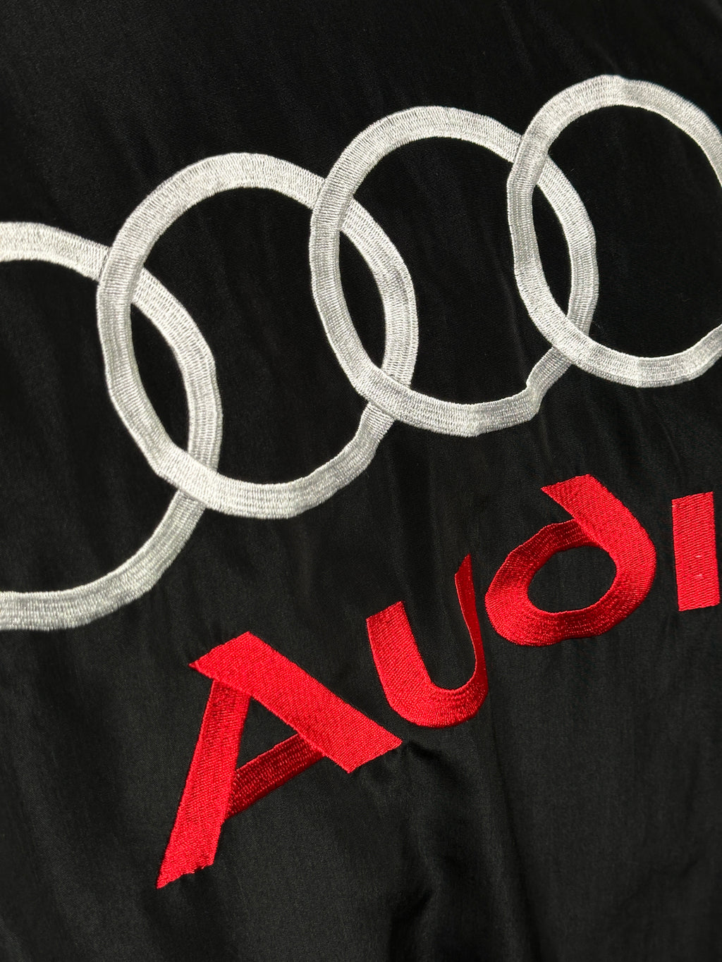 1990s Audi Sport Racing Bomberjacke Schwarz mit Logo | Men’s XL